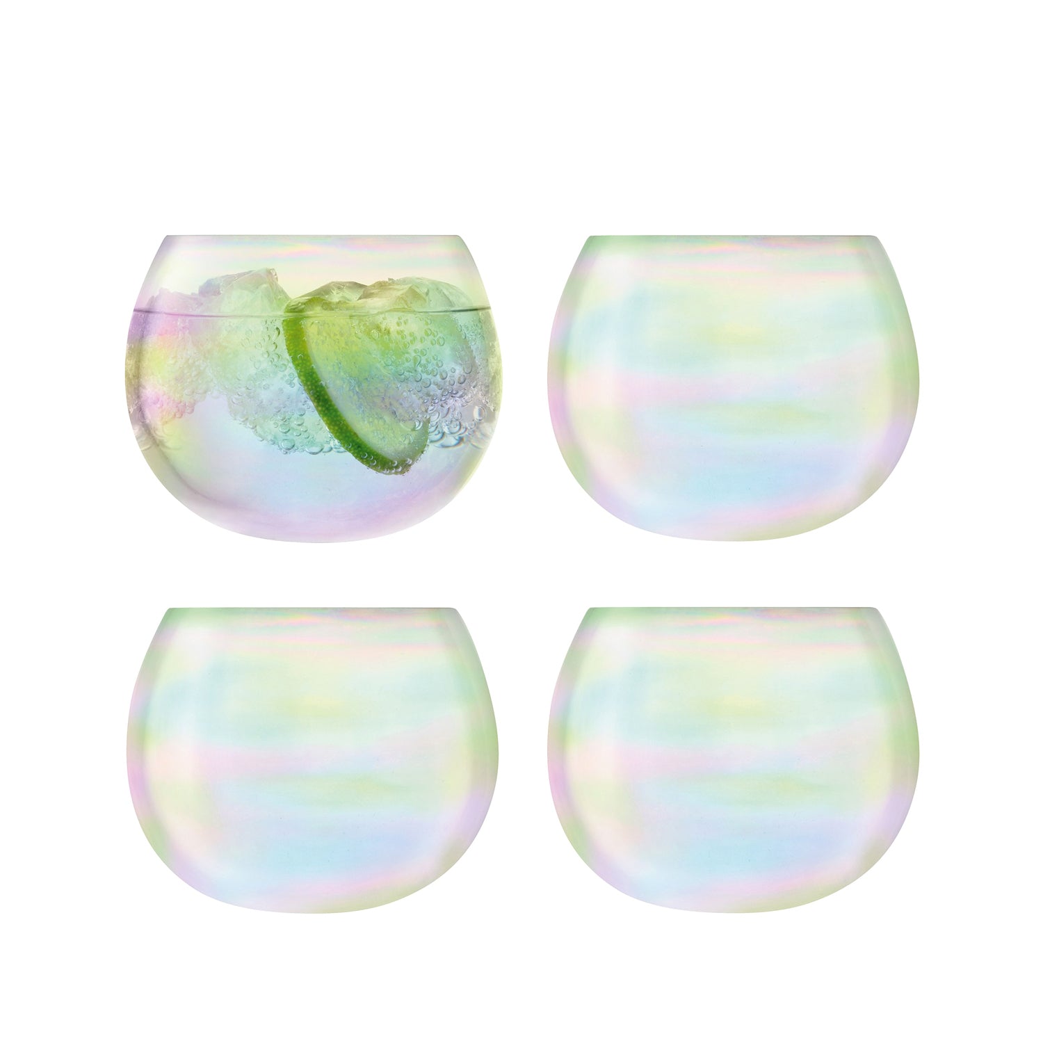 LSA International 4Pcs Set Bubble Rocking Tumbler 350ML Pearl