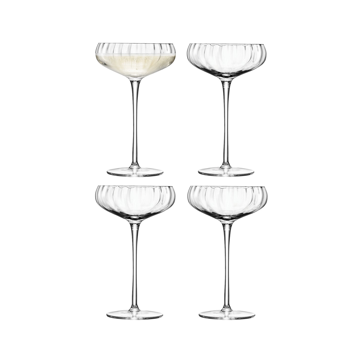 LSA International 4Pcs Set Aurelia Champagne Saucer 300ML - Clear Optic