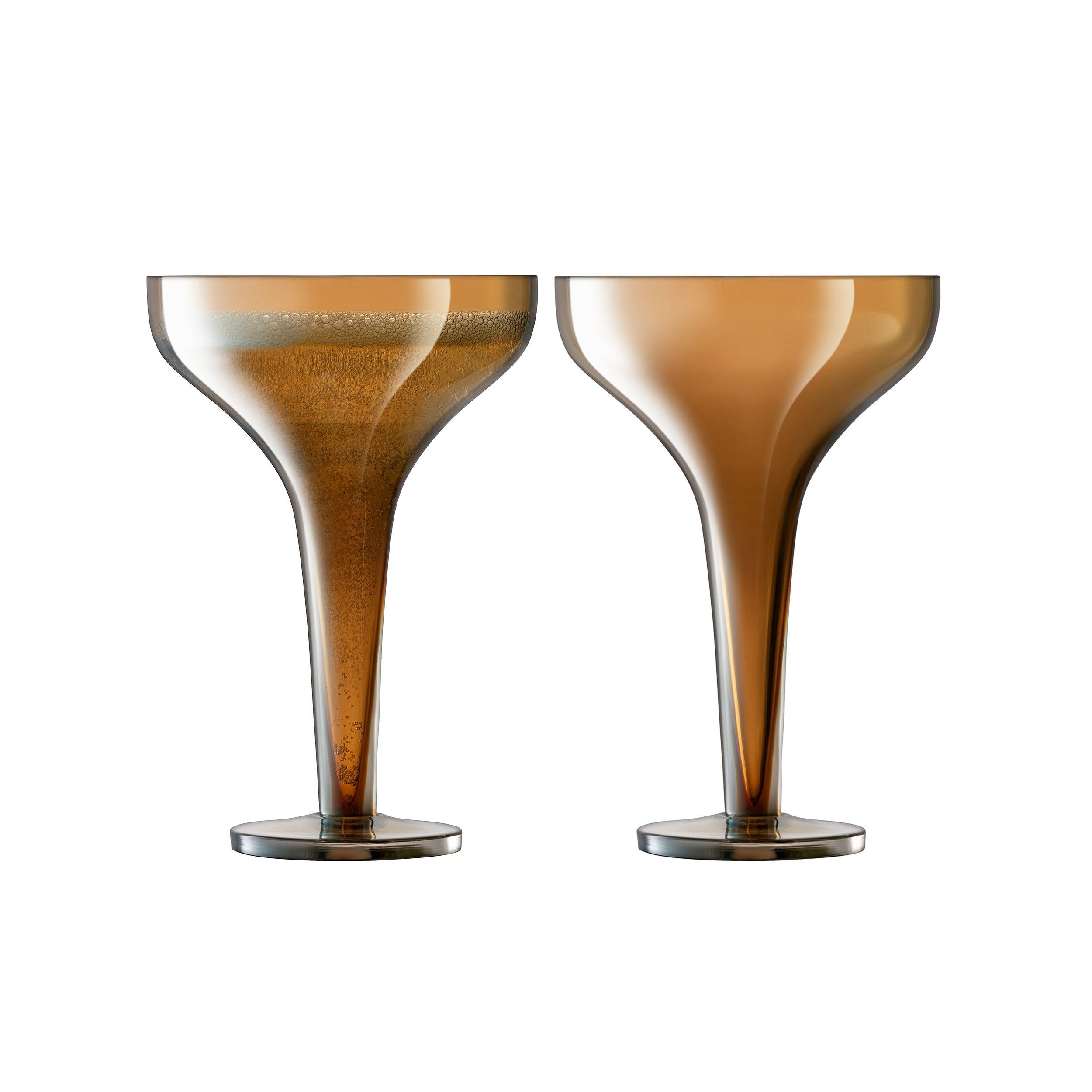LSA International 2Pcs Set Epoque Champagne Saucer 150ML - Amber/Lustre