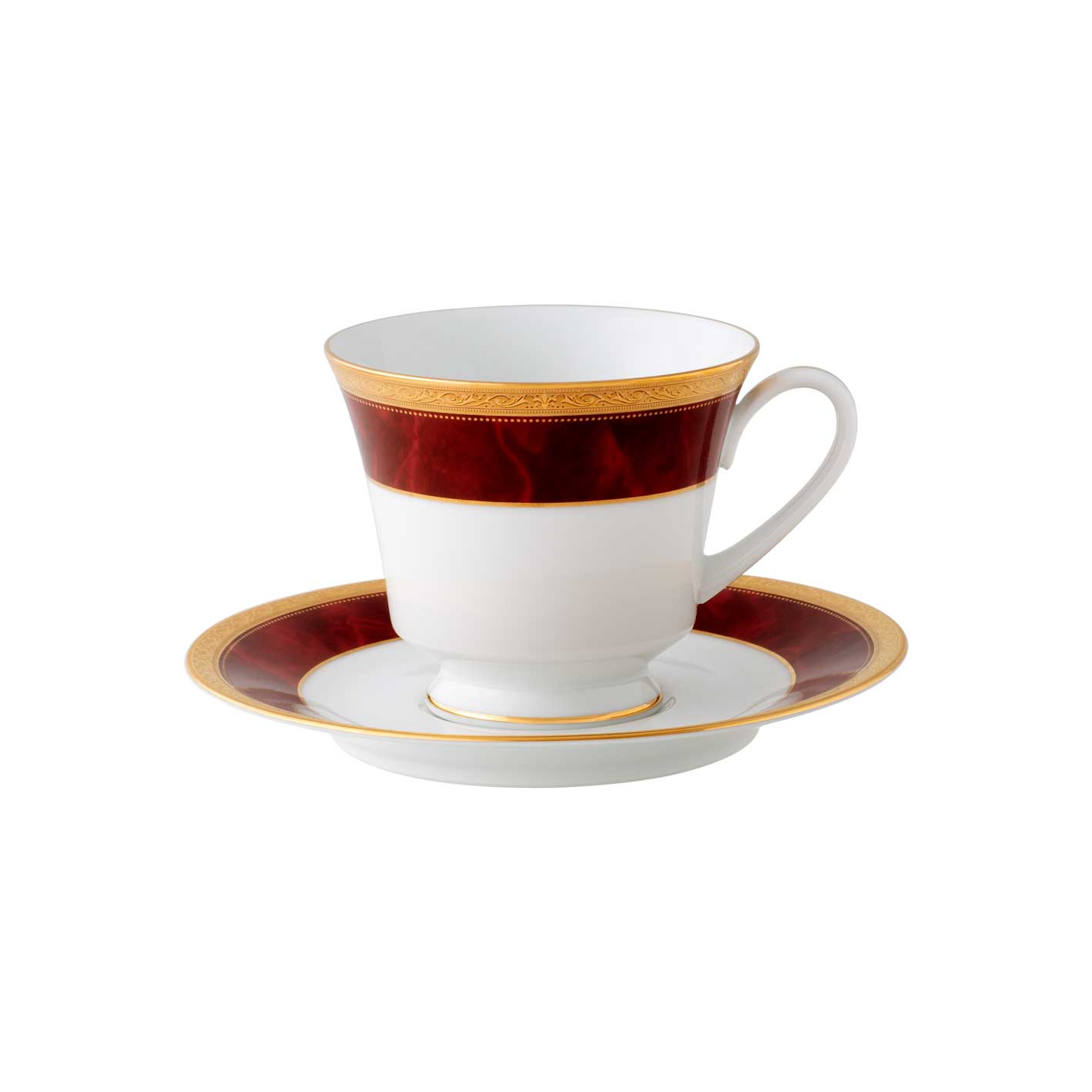 Noritake Majestic Tea Cup & Saucer - Burgundy