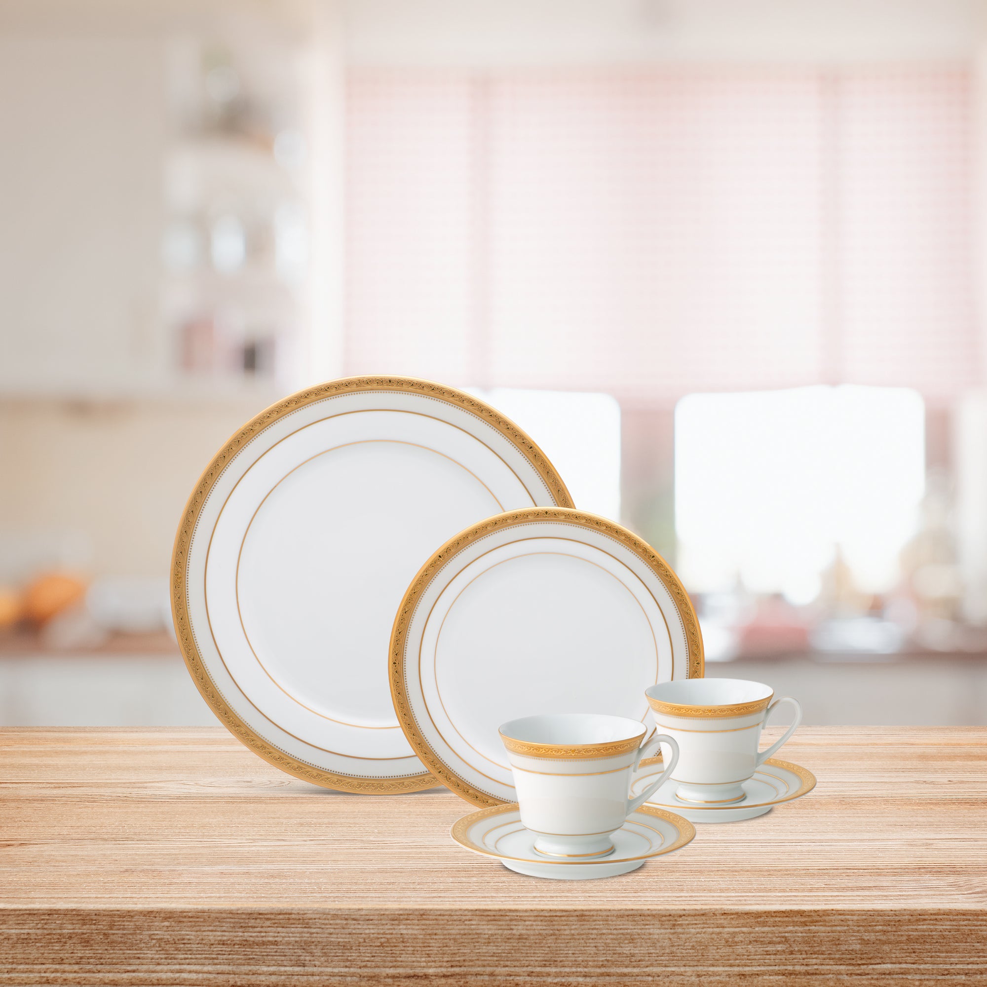 Noritake 47Pcs Dinner & Tea Set for 8 Person - Signature Mica Gold