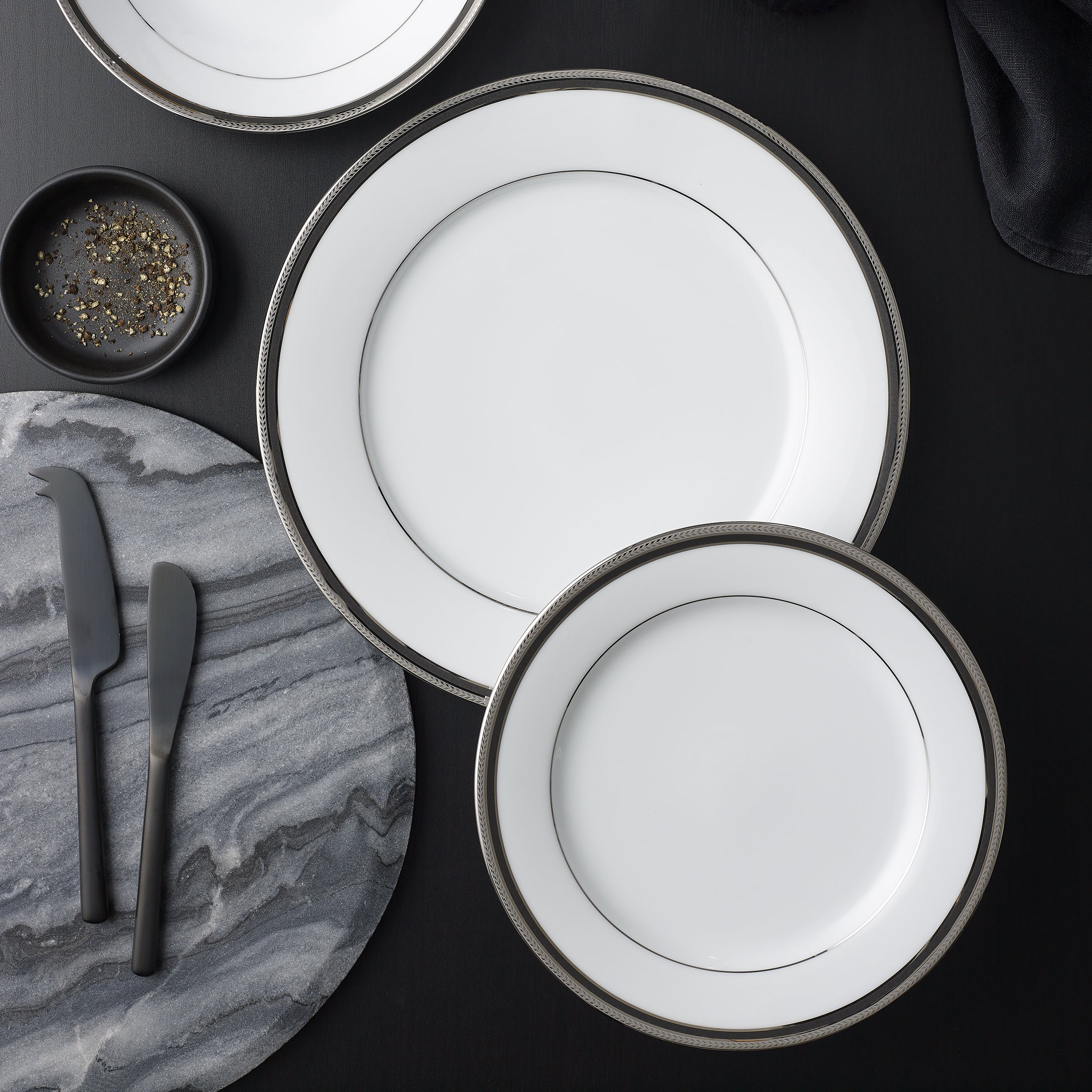 Noritake 96Pcs Dinner & Tea Set for 12 Person - Toorak Noir