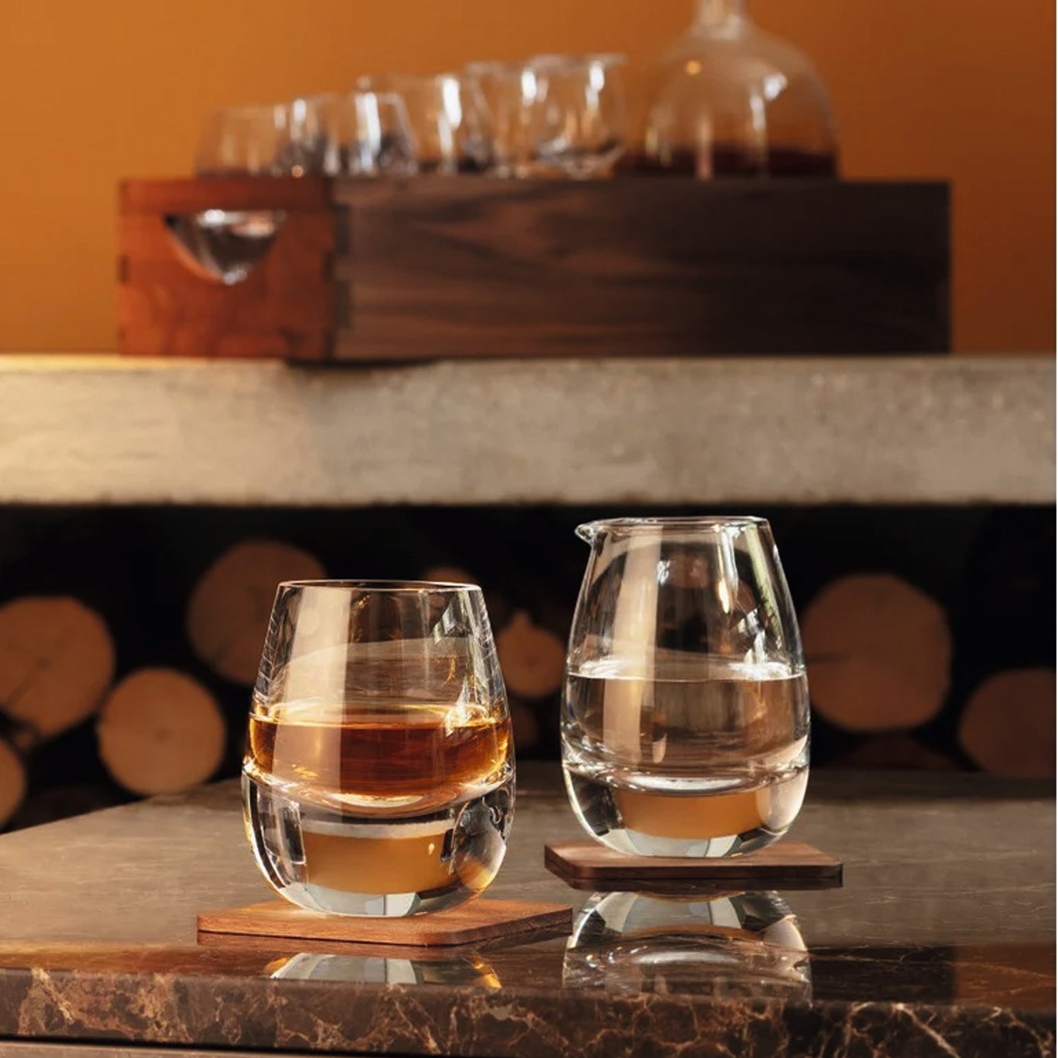 LSA International Whiskey Islay Connoisseur Set Clear & Walnut 44CM