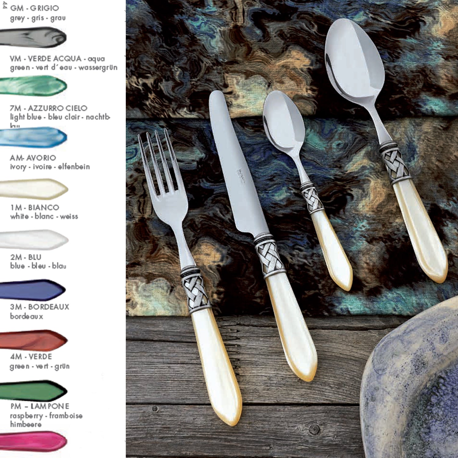 Bugatti 24Pcs Cutlery Set - 18/10 - Matte Silver Green Handle