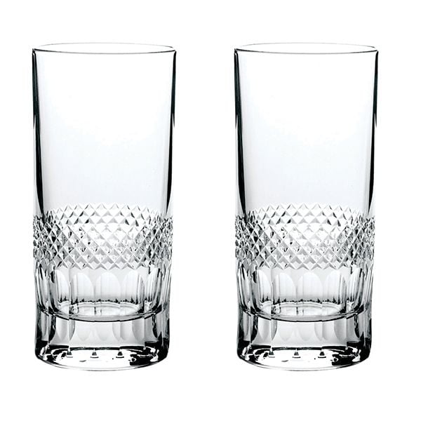 Royal Scot Crystal Diamonds - 2 Crystal Tall Tumblers (Gift Boxed)