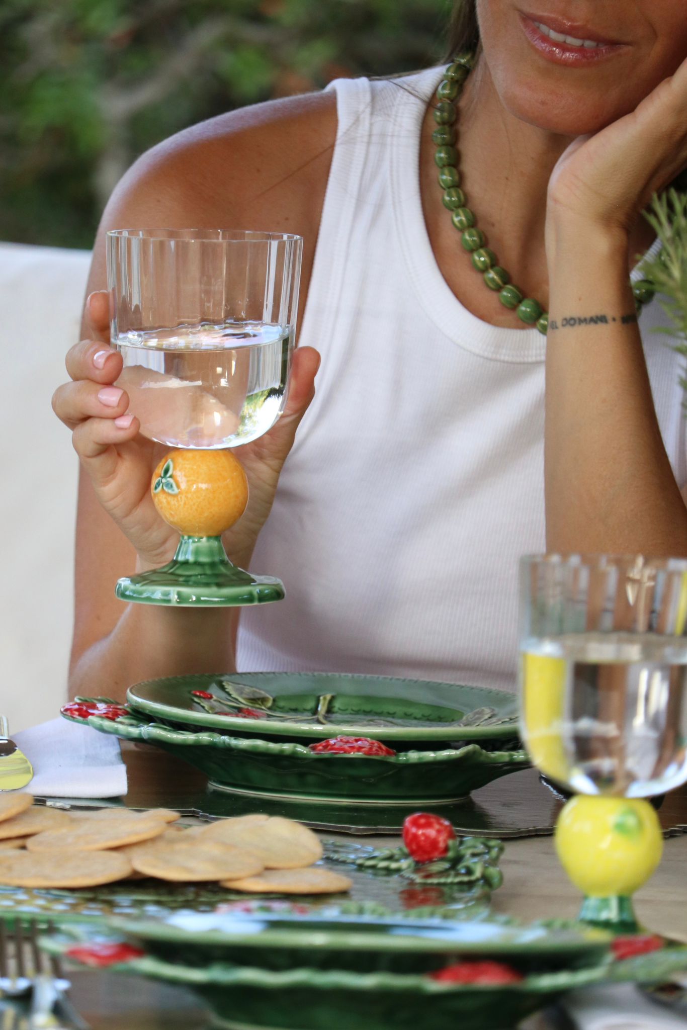 Bordallo Pinheiro Goblet Orange Stem - Carmen Orange