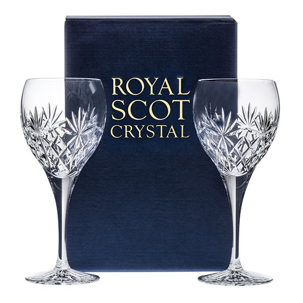 Royal Scot Crystal Kintyre 2 Crystal Large Wine Glasses - 210Mm (Gift Boxed)