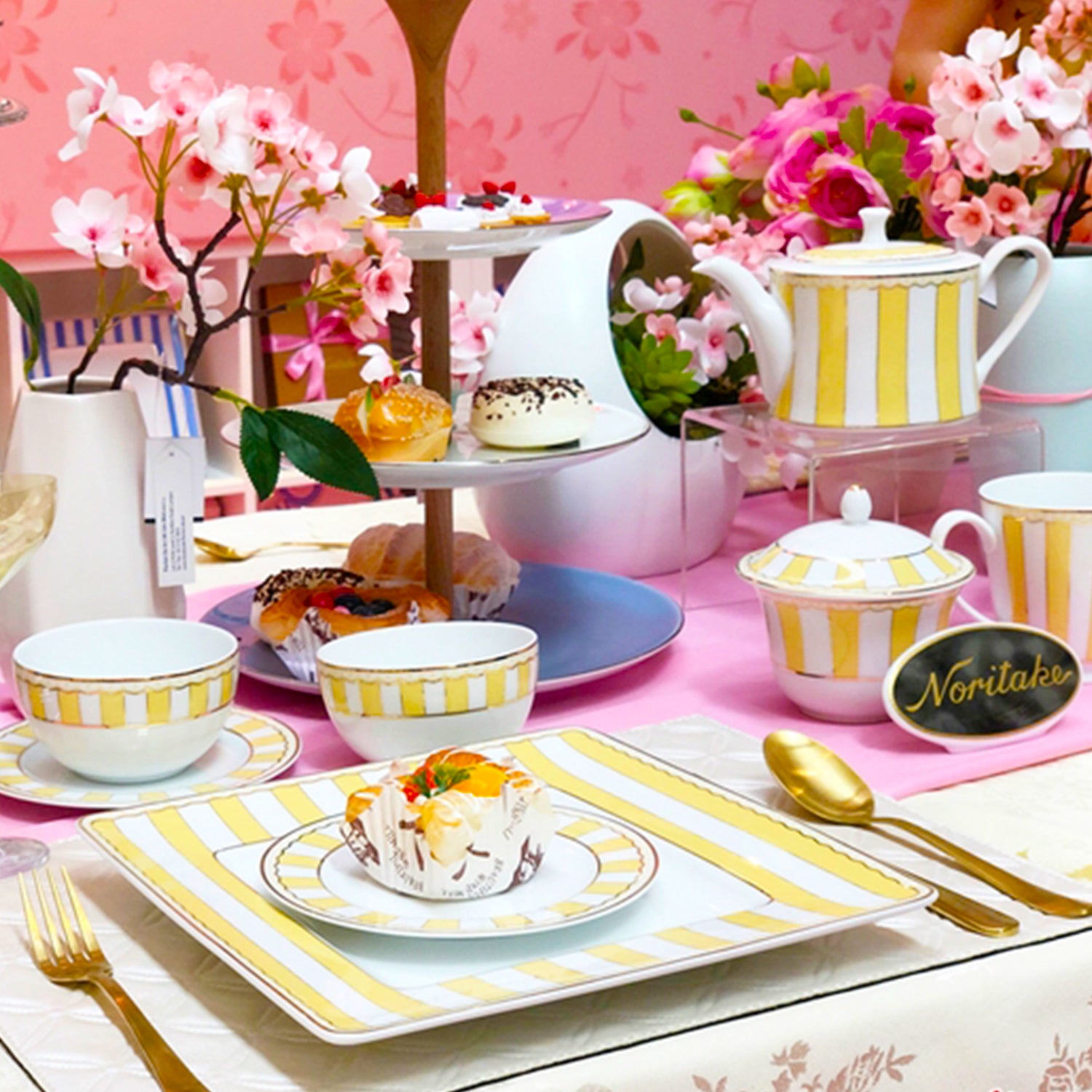 Noritake Carnivale Yellow 6Pcs Tea For Two Set With Gift Box