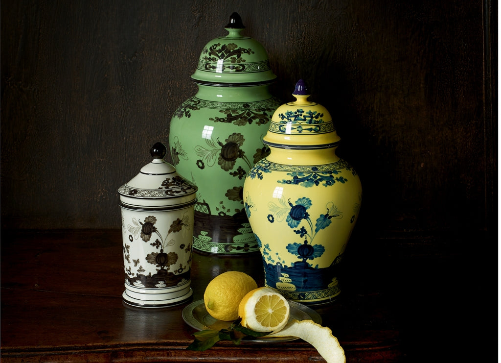 Ginori 1735 Potiche Vase with Cover 31CM - Oriente Italiano Citrino