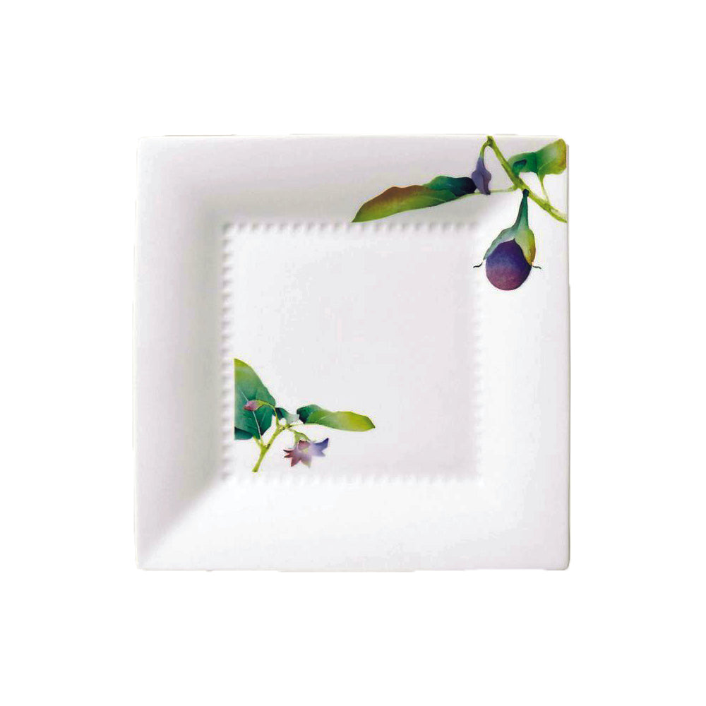 Noritake Square Plate 23.2Cm-Kyoka Shunsai Egg Plant