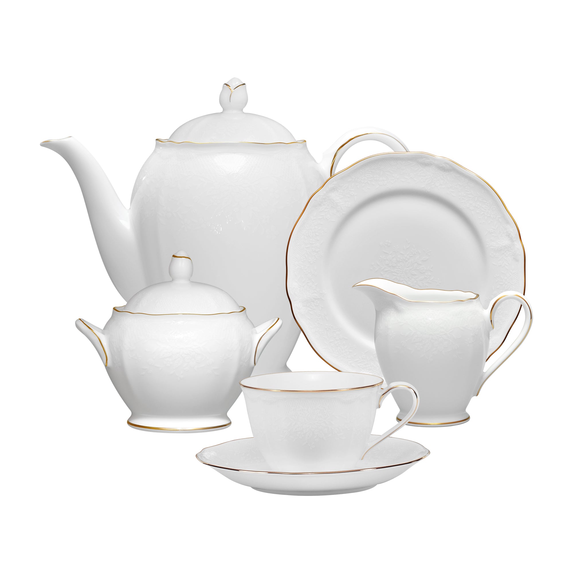 Noritake 23Pcs Tea Set For 6 Persons - Princess Bouquet Gold