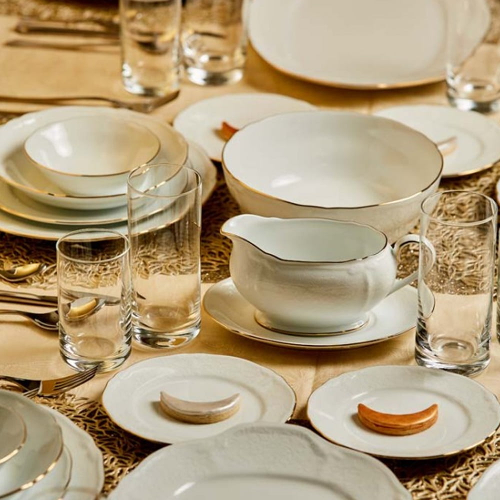 Noritake 47Pcs Dinner & Tea Set for 8 Person - Princess Bouquet Gold