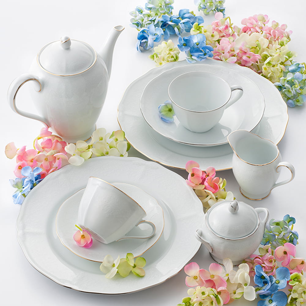 Noritake 33Pcs Dinner Set with Teapot for 6 Person - Princess Bouquet