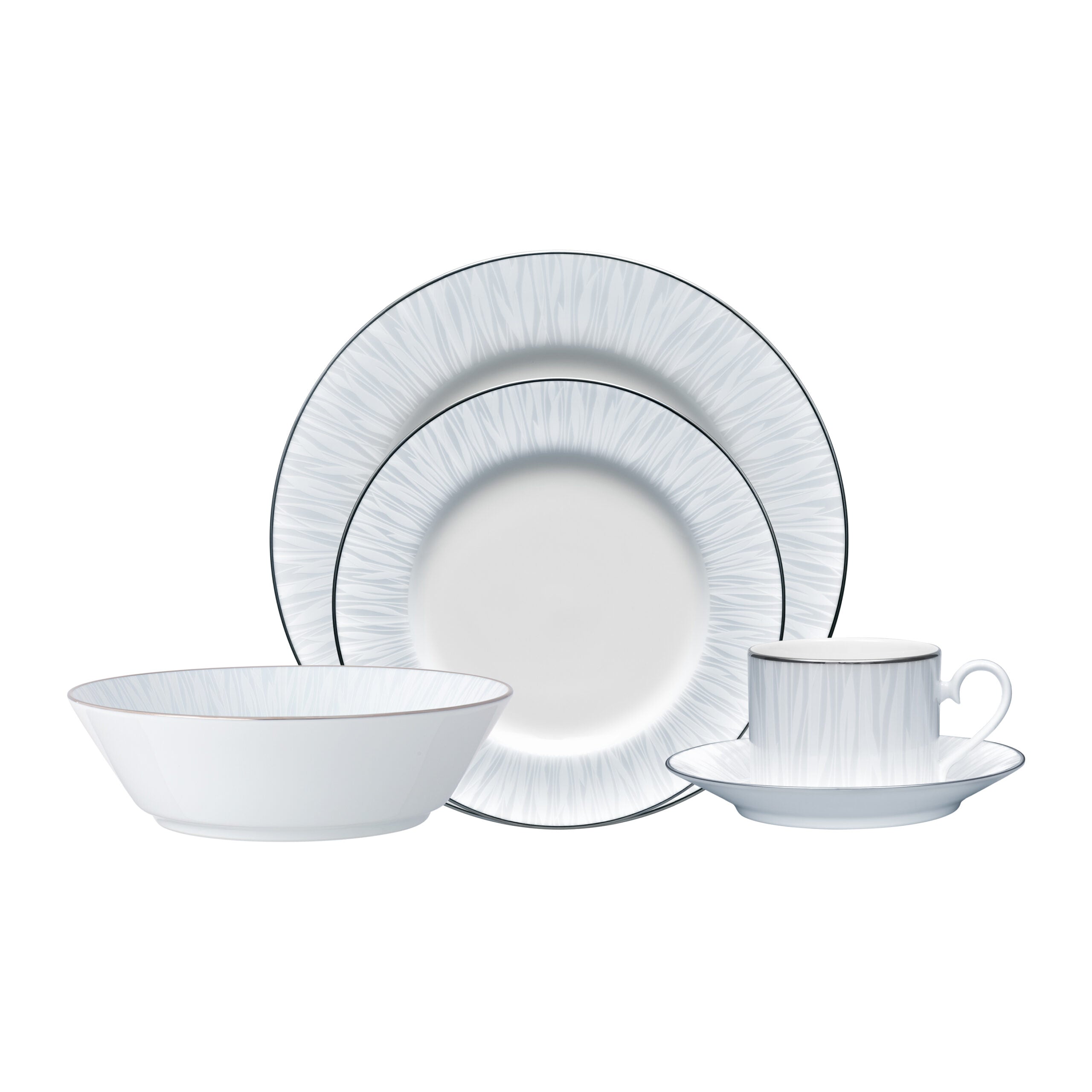 Noritake 47Pcs Dinner & Tea Set for 8 Person - Glacier Platinum