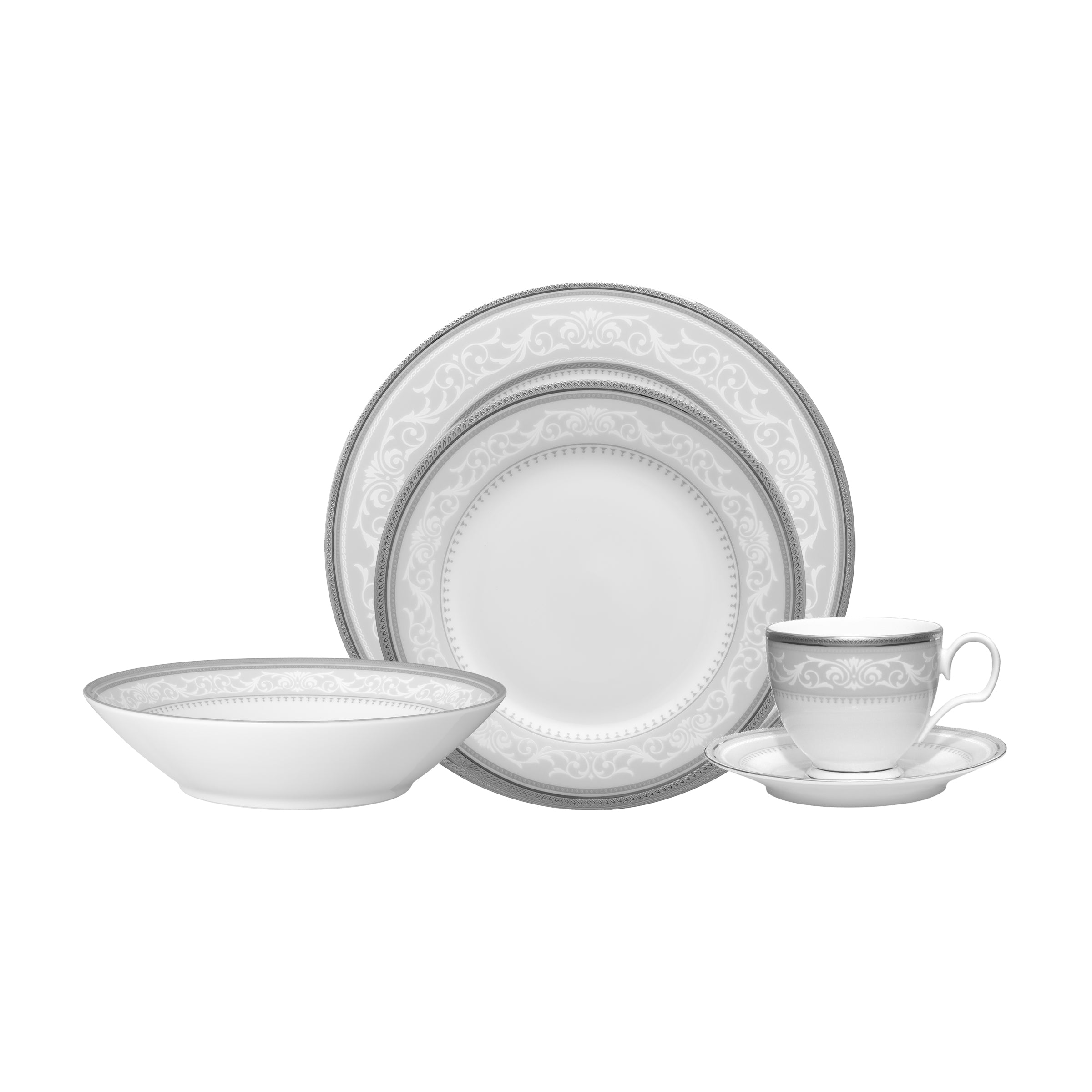 Noritake 47Pcs Dinner and Tea Set for 8 Person - Glendonald Platinum