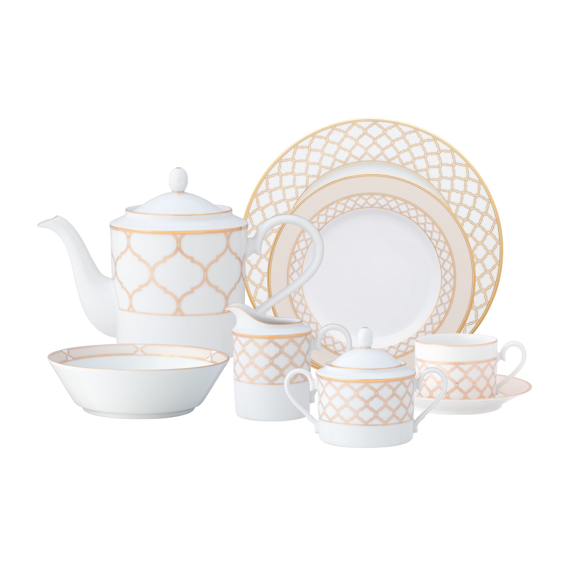 Noritake 96Pcs Dinner & Tea Set For 12 Person - Eternal Palace Gold