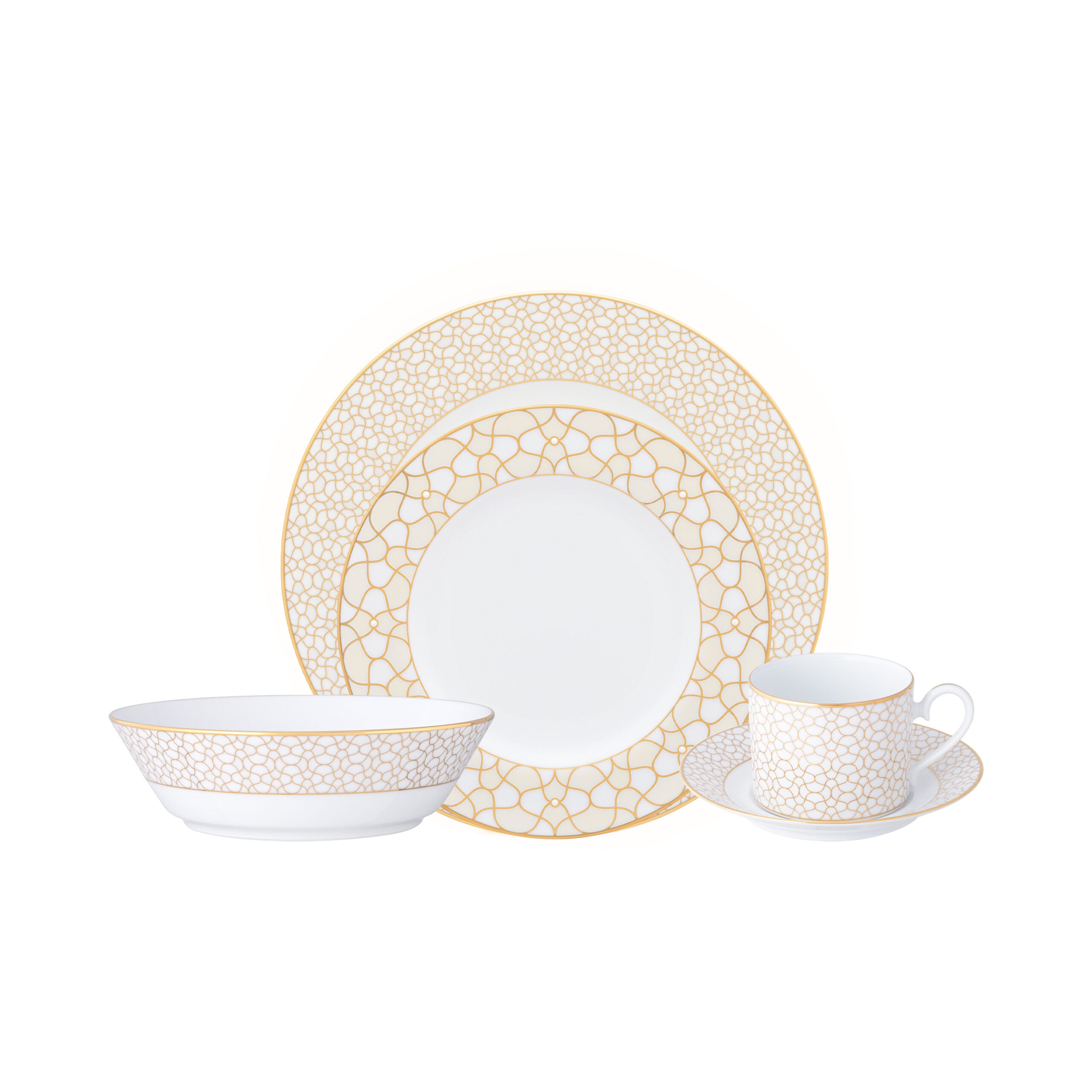 Noritake 47Pcs Dinner & Tea Set for 8 Person - Ripple Gold