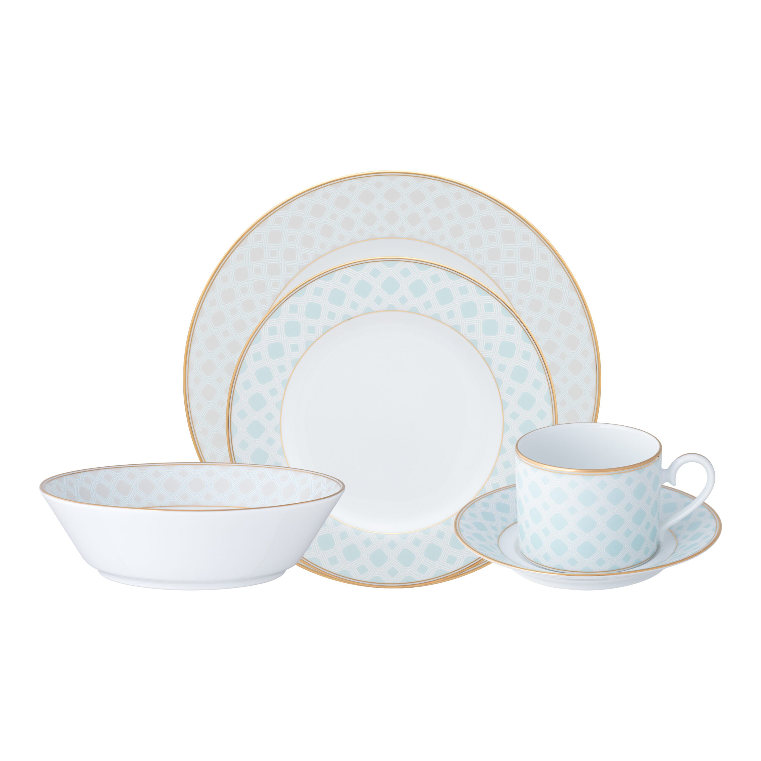 Noritake 47Pcs Dinner & Tea Set for 8 Person - Wicker Green