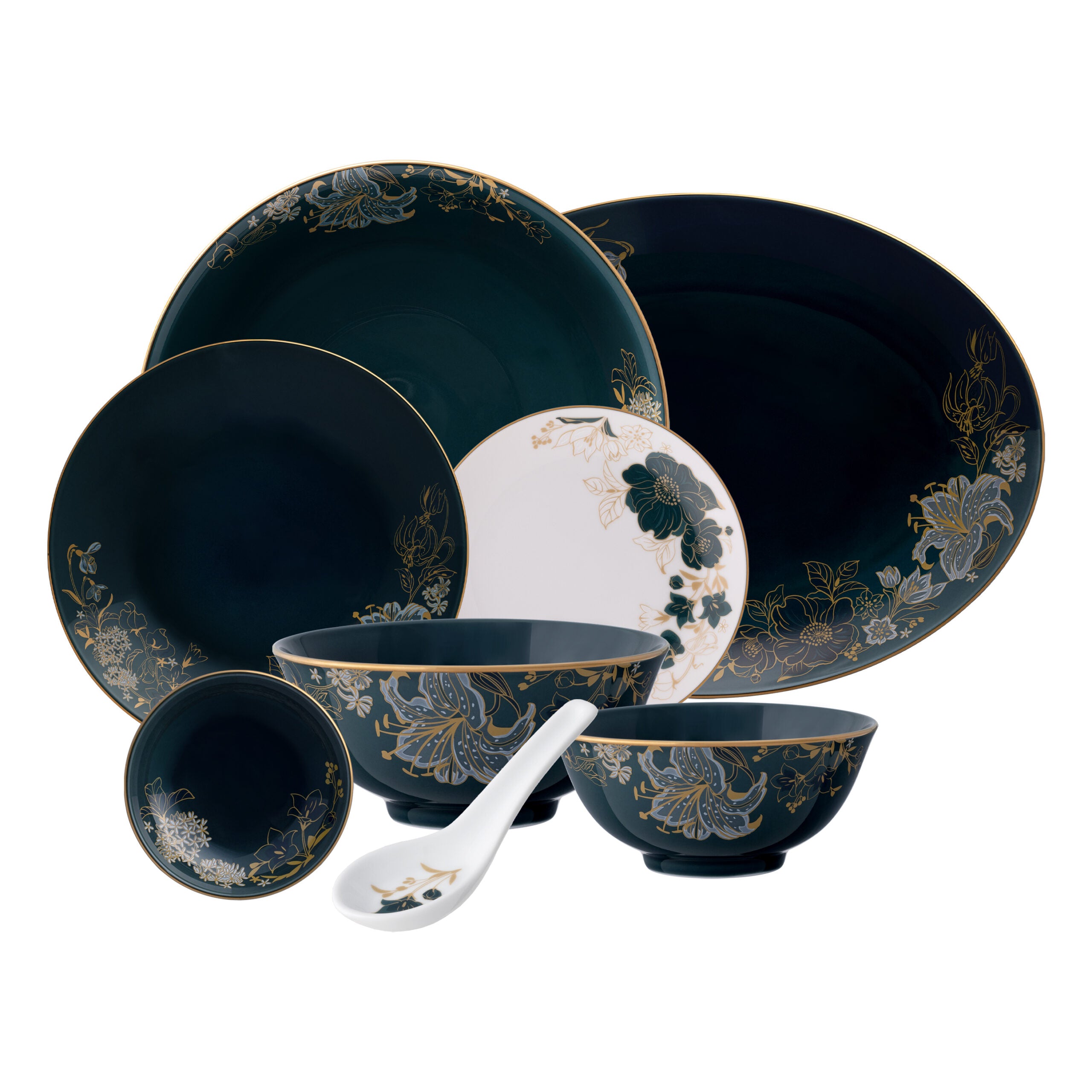 Noritake 34Pcs Asian Dinner Set for 6 Person - Verdant Meadow