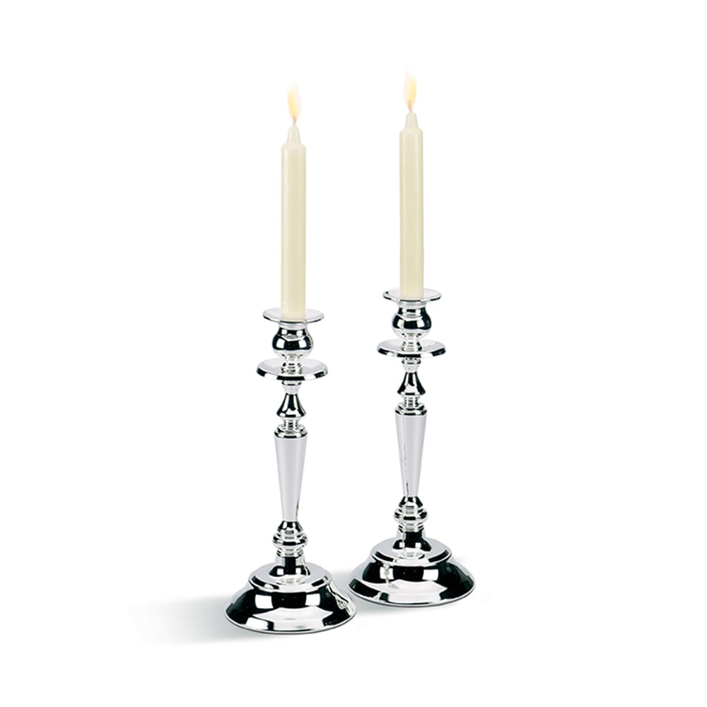 Chinelli Pair Of Classic Candelabra 1 Silver Flame