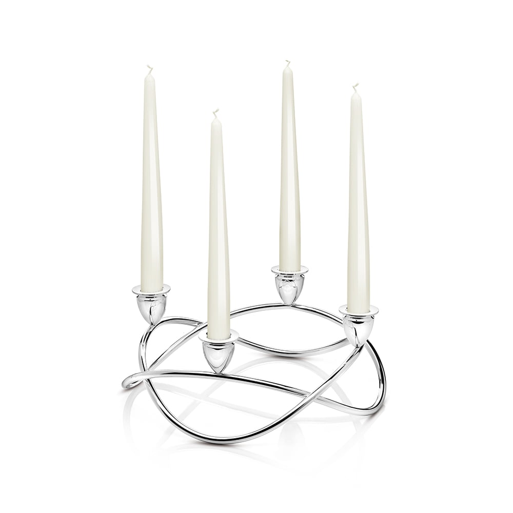 Chinelli Silver Four Flame Venice Candlestick