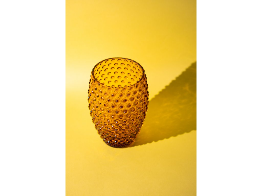 HOBNAIL EGG VASE 23CM (AMBER)