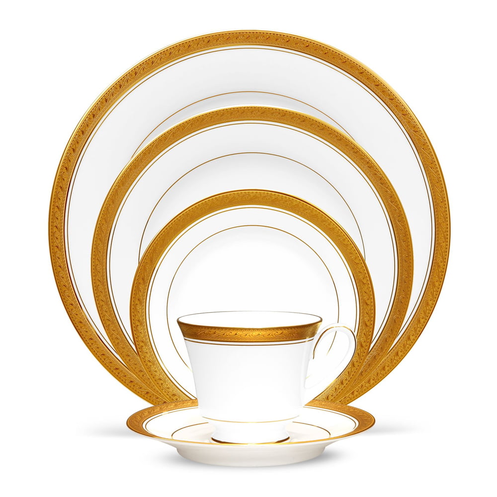 Noritake 96Pcs Dinner & Tea Set for 12 Person - Crestwood Gold