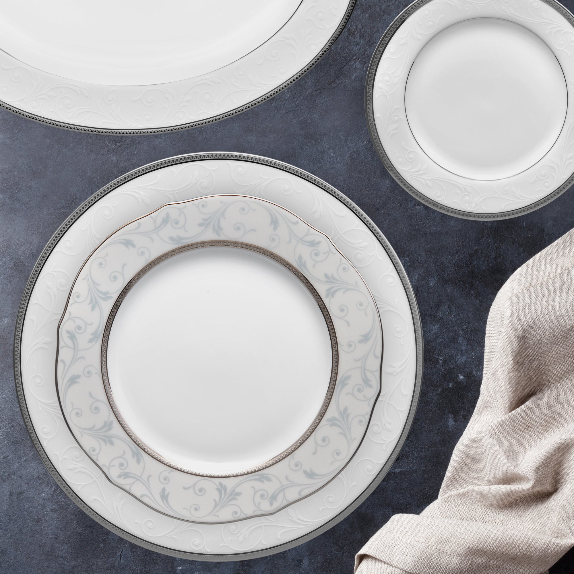 Noritake 9Pcs Dinner & Tea Set for 12 Person - Regina Platinum