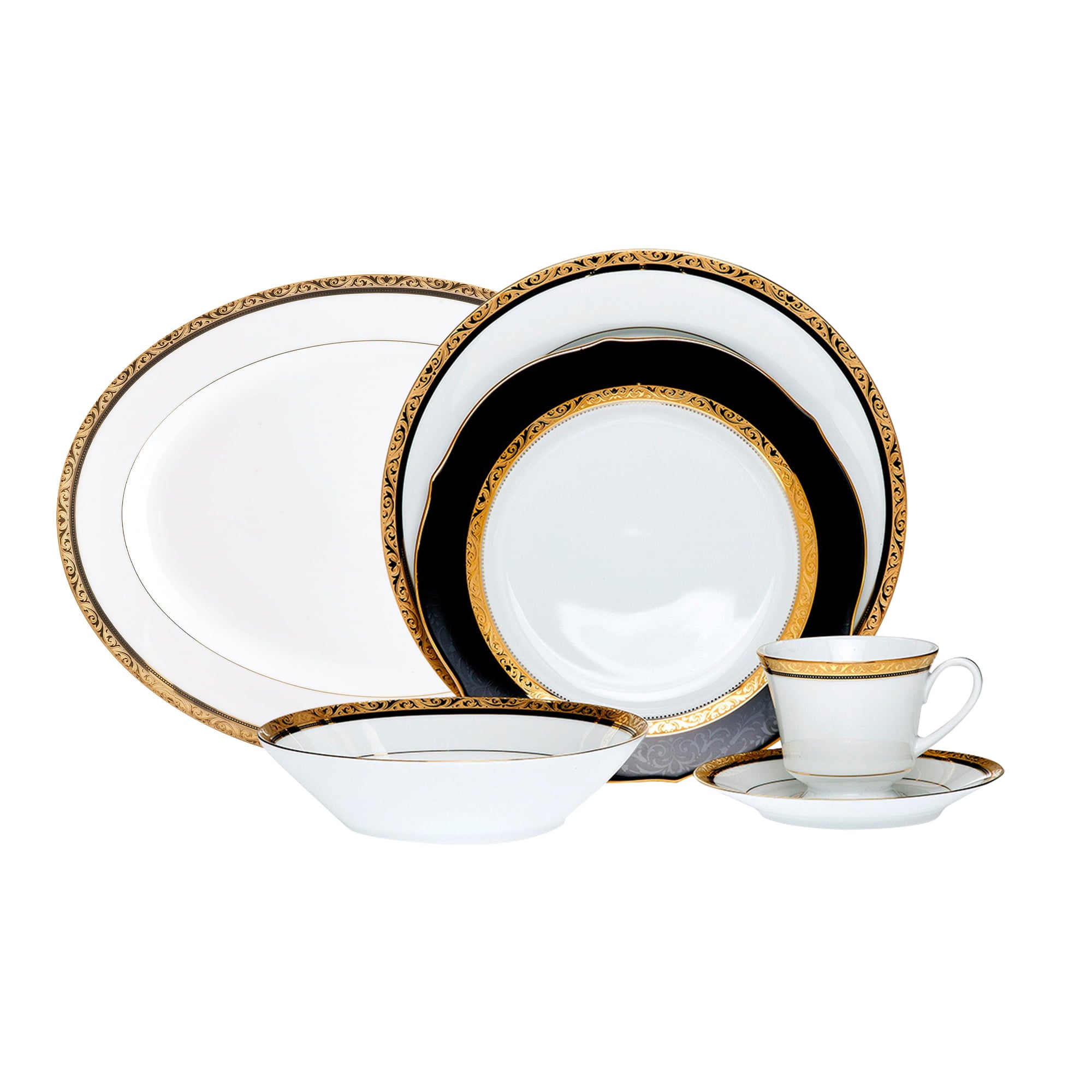 Noritake 33Pcs Dinner Set with Teapot for 6 Person - Regent Gold