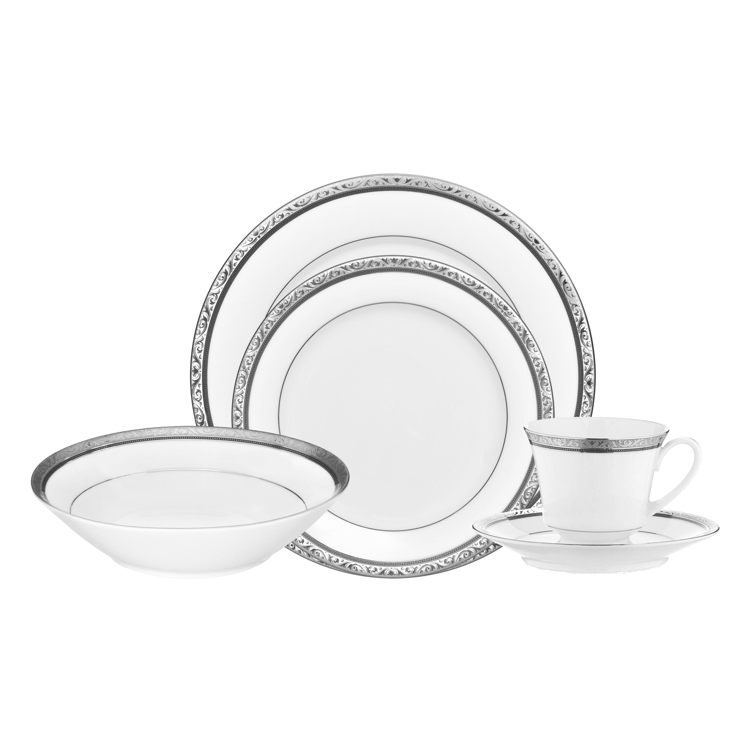 Noritake 37Pcs Dinner & Tea Set For 6 Person - Regent Platinum