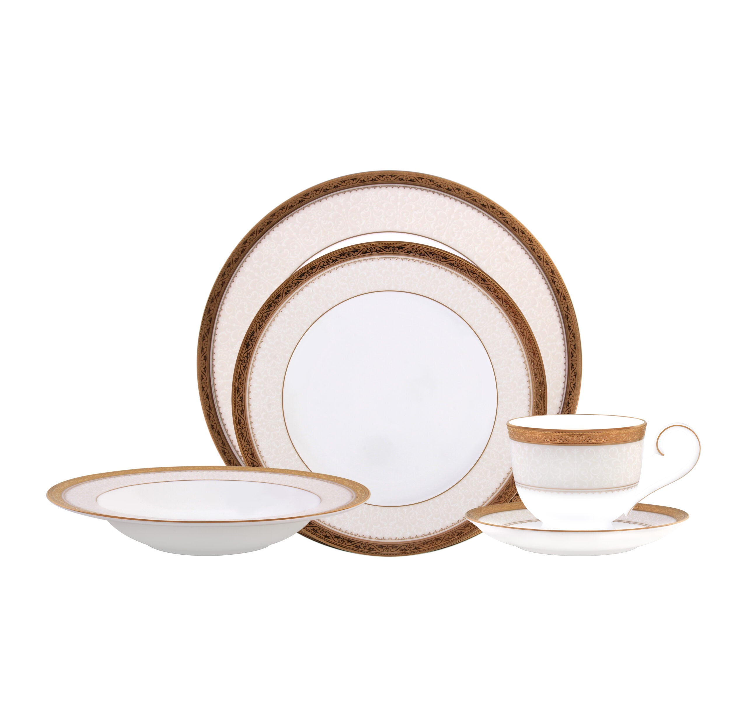 Noritake 47Pcs Dinner & Tea Set for 8 Person - Odessa Gold