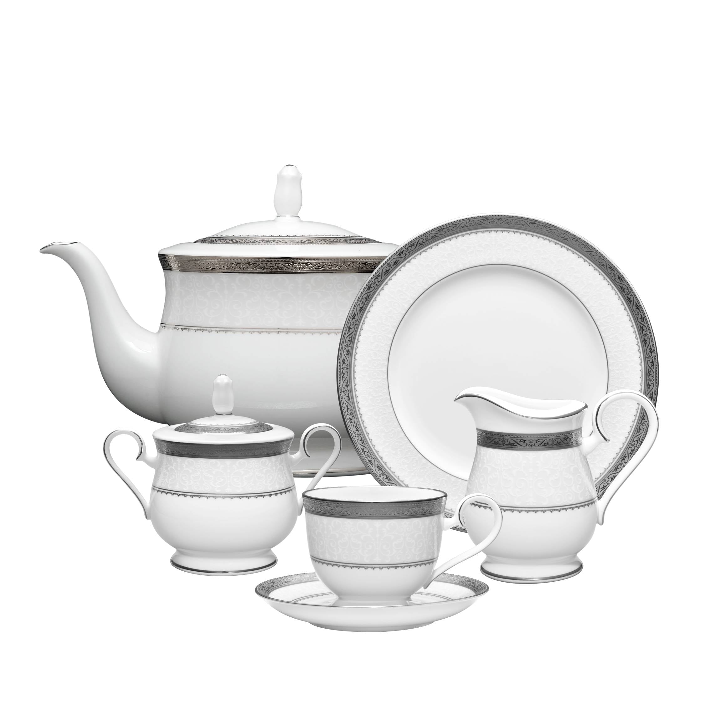 Noritake 23 Pcs Tea Set For 6 Persons - Odessa Platinum