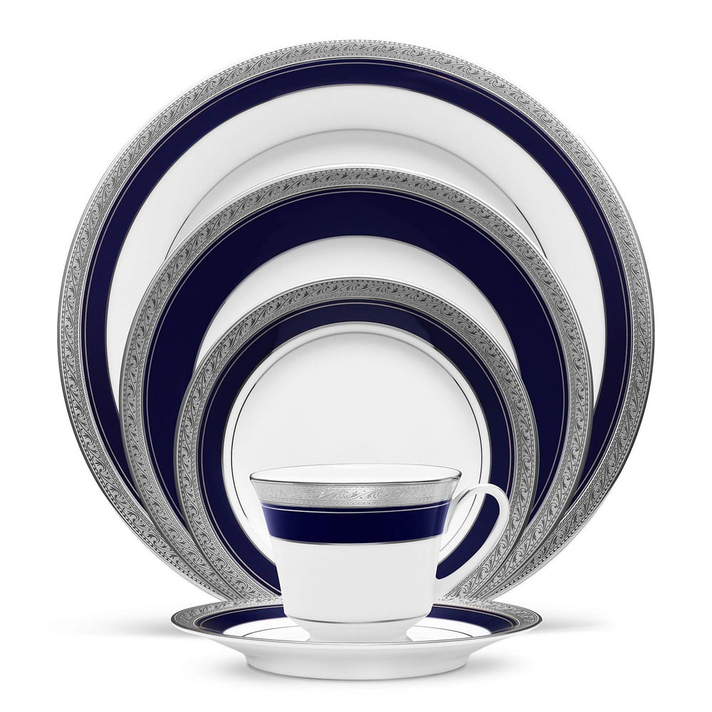 Noritake 96Pcs Dinner & Tea Set for 12 Person - Odessa Cobalt Platinum