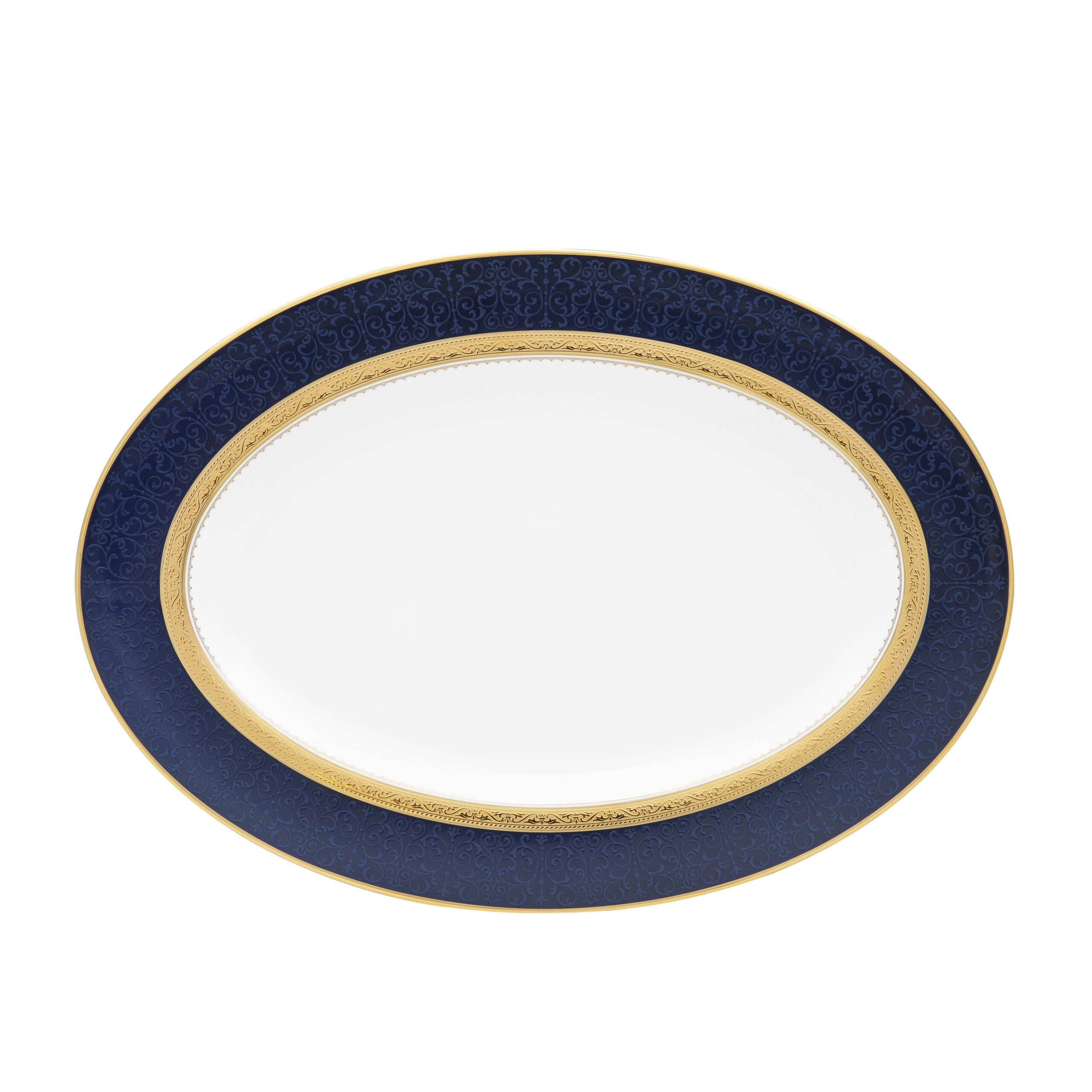 Noritake 96Pcs Dinner & Tea Set for 12 Person - Odessa Cobalt Gold