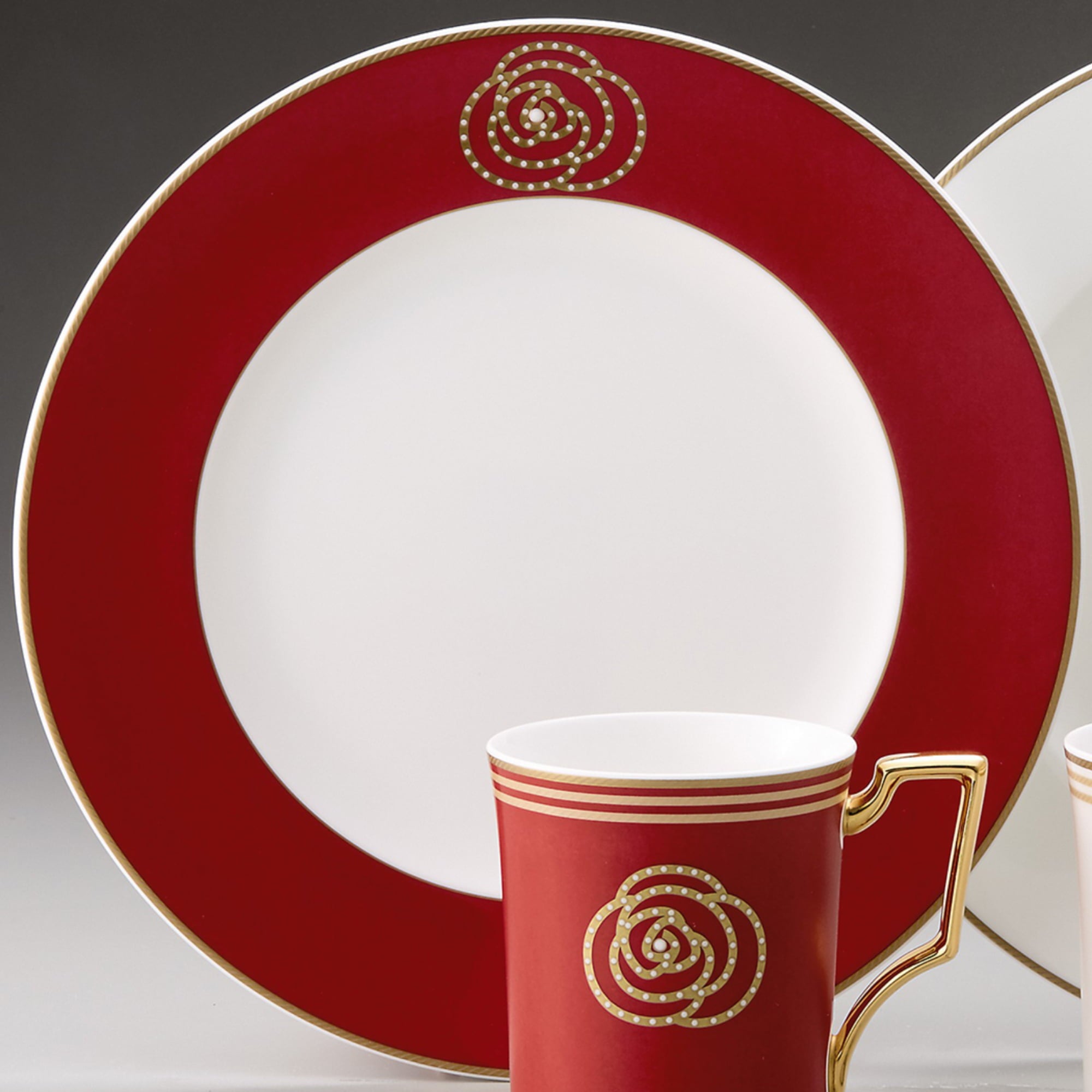 5PCS COUPLE BREAKFAST SET- AIDAN GOLD & RED