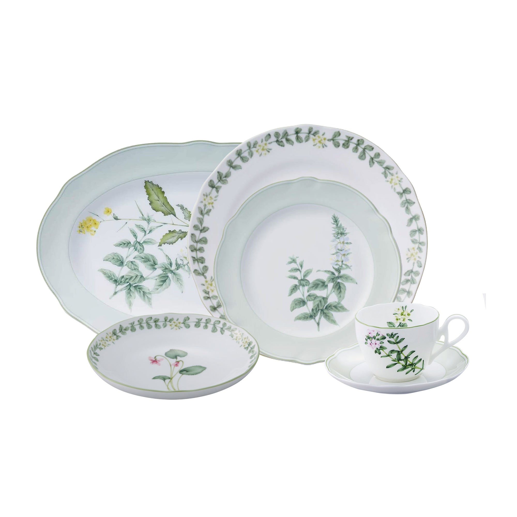 Noritake 33Pcs Dinner Set with Teapot for 6 Person - English Herbs
