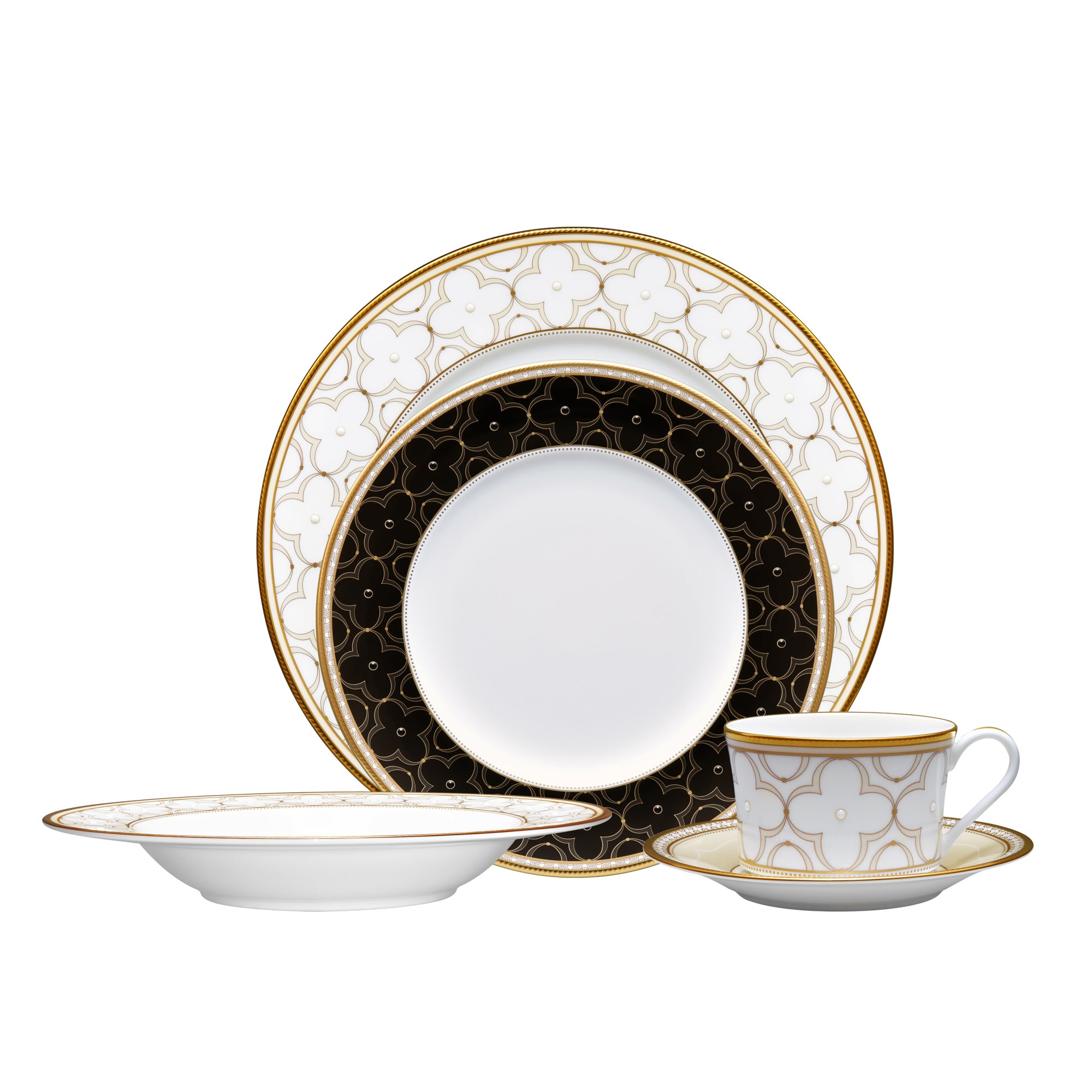 Noritake 20Pcs Dinner Set (Accent Plate) For 4 Person-Trefolio Gold
