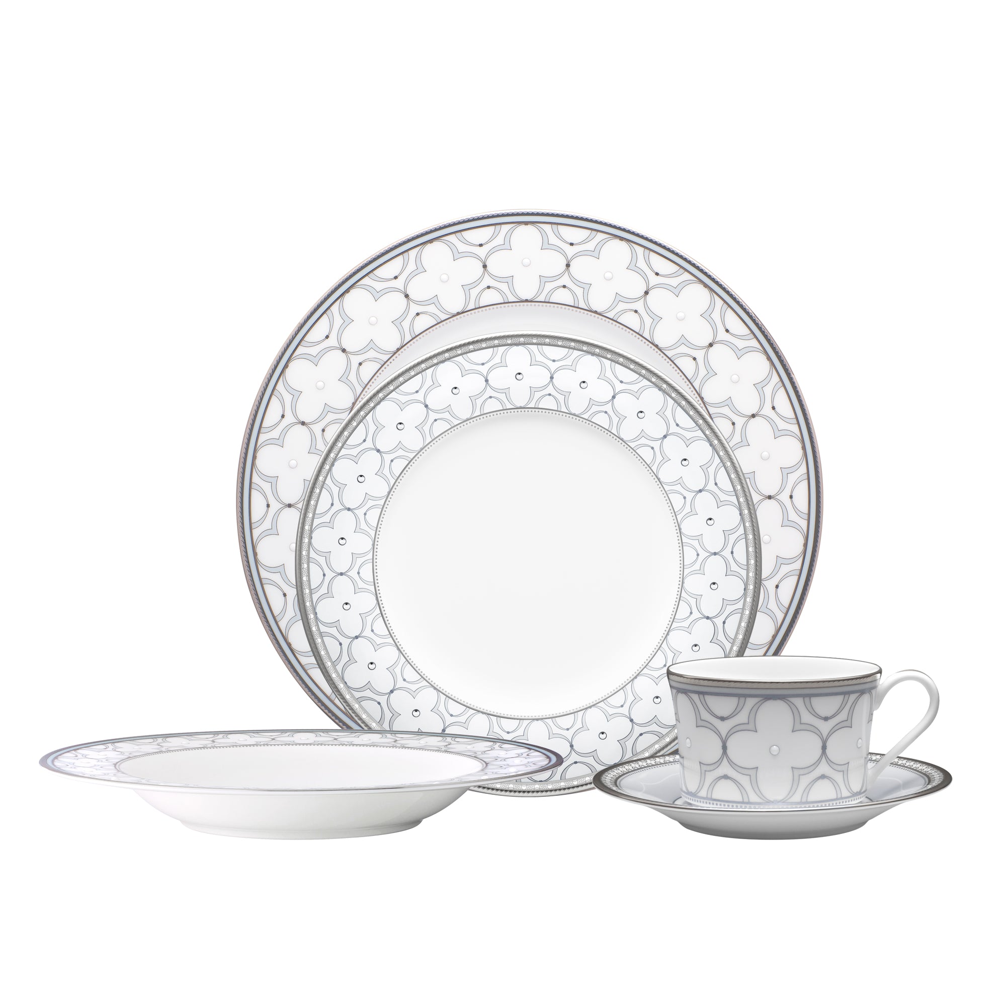 Noritake 20Pcs Dinner & Tea Set for 4 Person - Trefolio Platinum