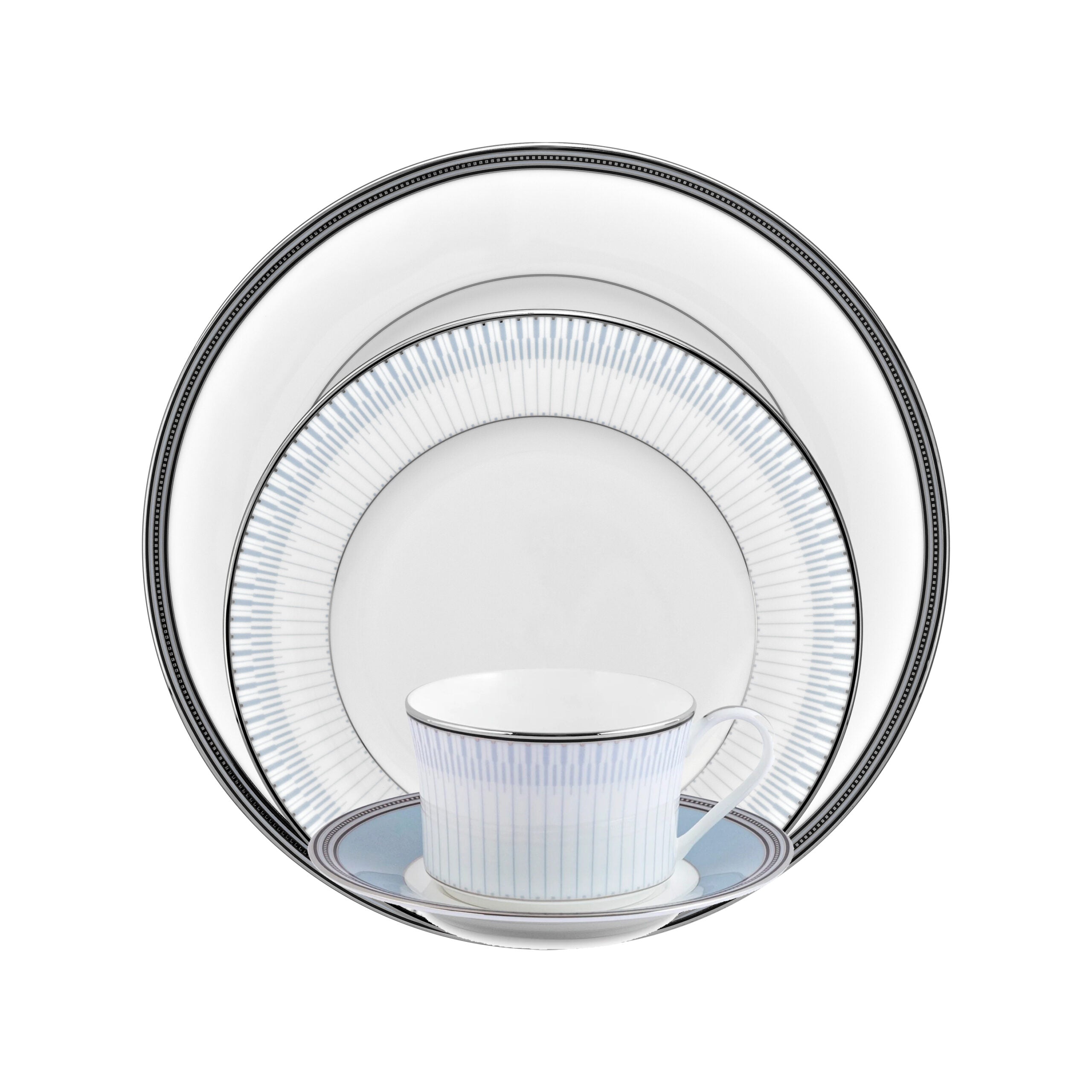 Noritake 47Pcs Dinner & Tea Set for 8 Person - Bogart Platinum