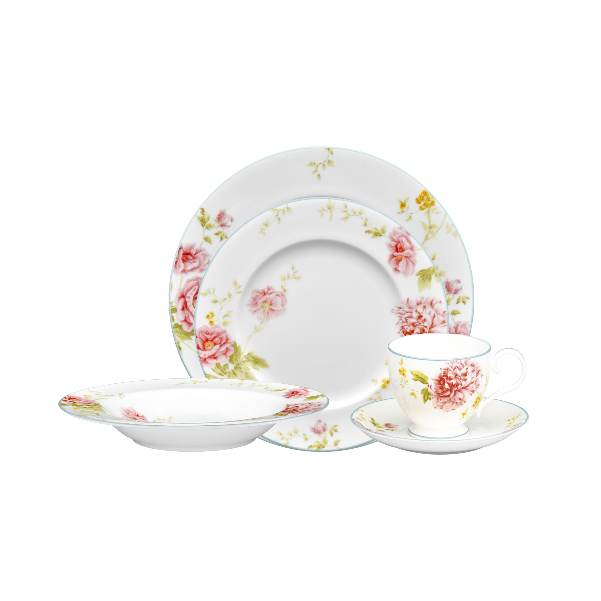 Noritake 47Pcs Dinner & Tea Set for 8 Person - Peony Pageant