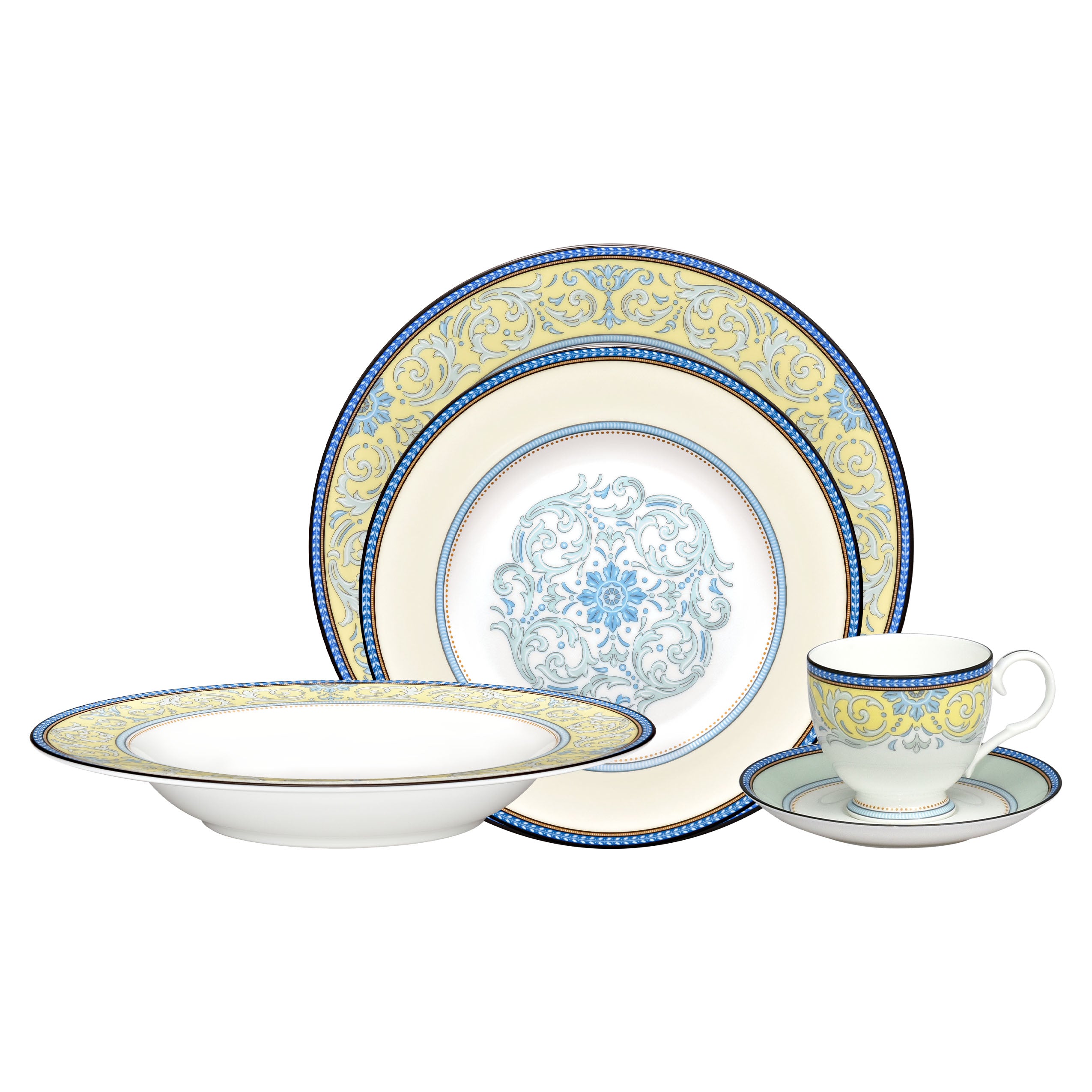 Noritake 47Pcs Dinner & Tea Set with Teapot for 8 Person - Menorca Palace