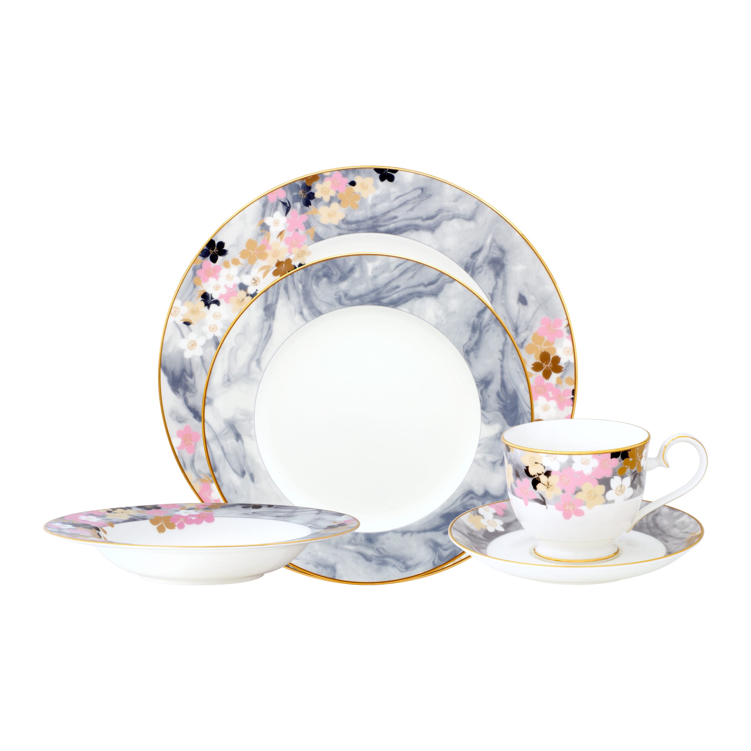Noritake 47Pcs Dinner & Tea Set for 8 Person - Moonlit Blossoms