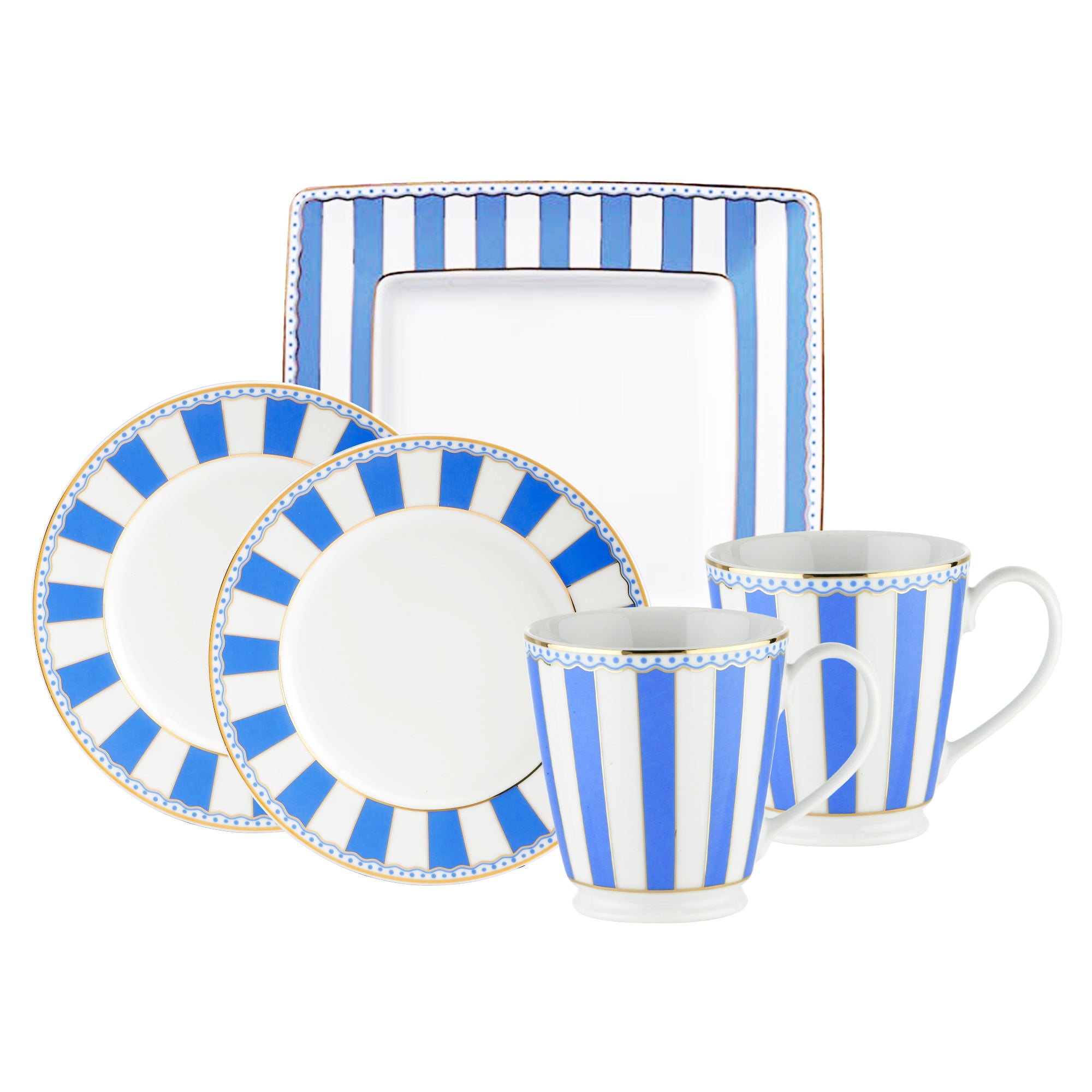 Noritake Carnivale Breakfast Set Blue W/Gift Box