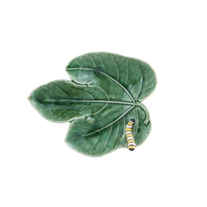 Bordallo Pinheiro Leaf Fig Tree with Caterpillar 18.5cm - Countryside Leaves