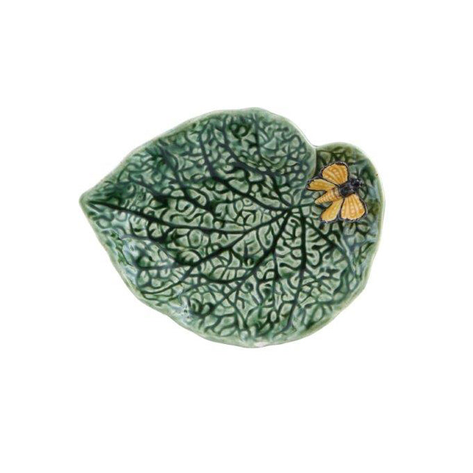 Bordallo Pinheiro Leaf Begonia with Butterfly 20cm - Countryside Leaves