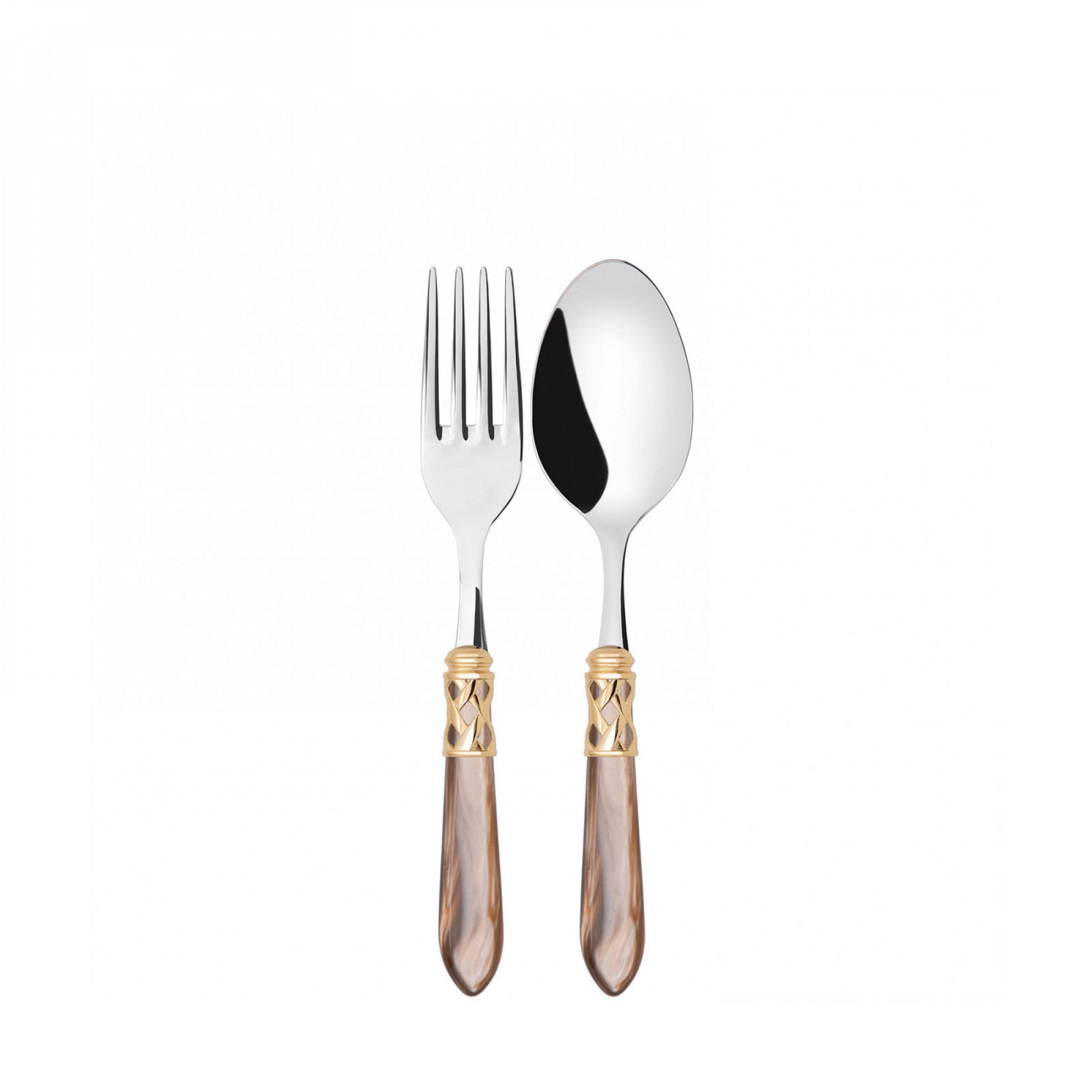 Bugatti - Serving Fork & Spoon Set - 18/10 - Gold Onyx Handle