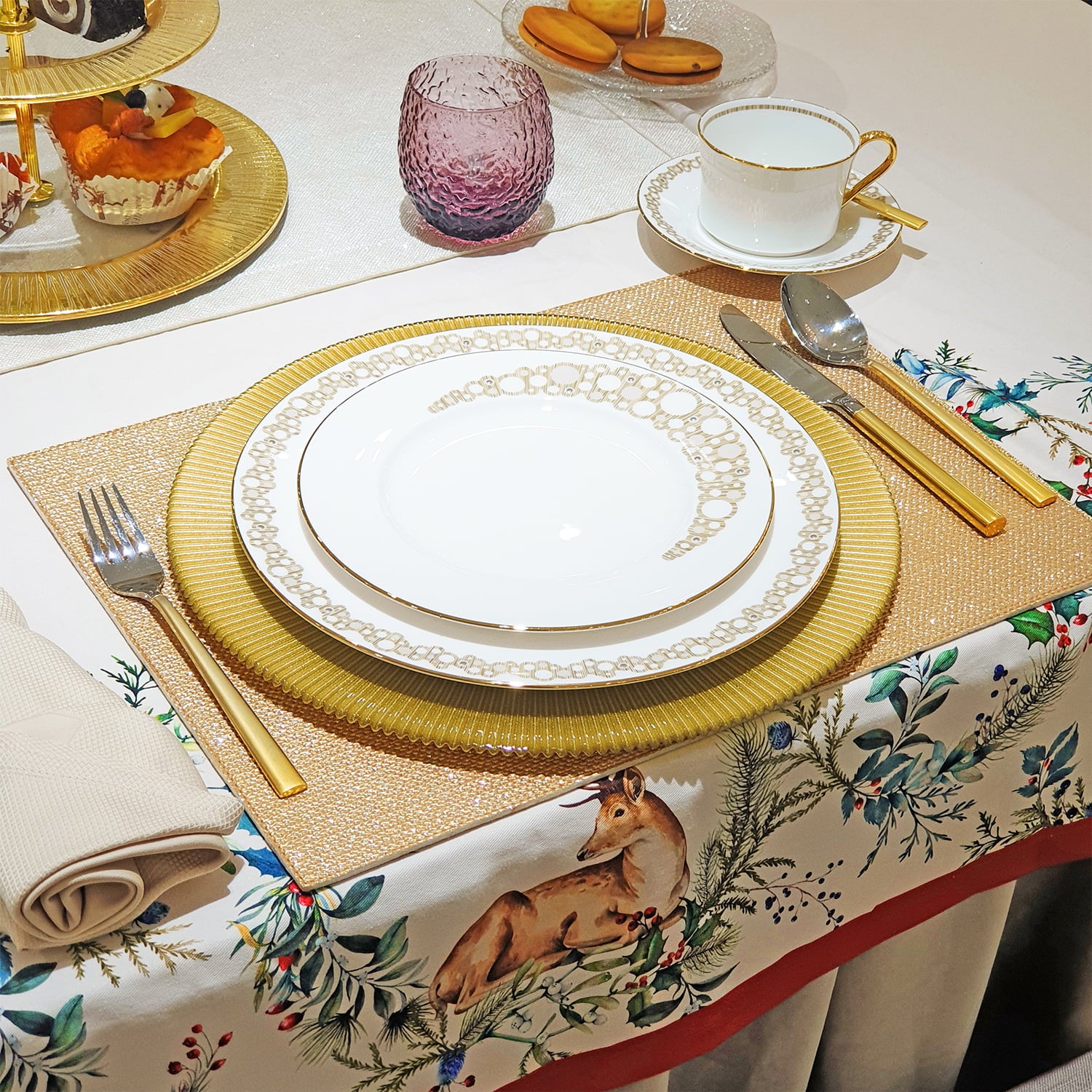 CHARGER PLATE 33 CM ROUND - SEASHELL PERLACE GOLD