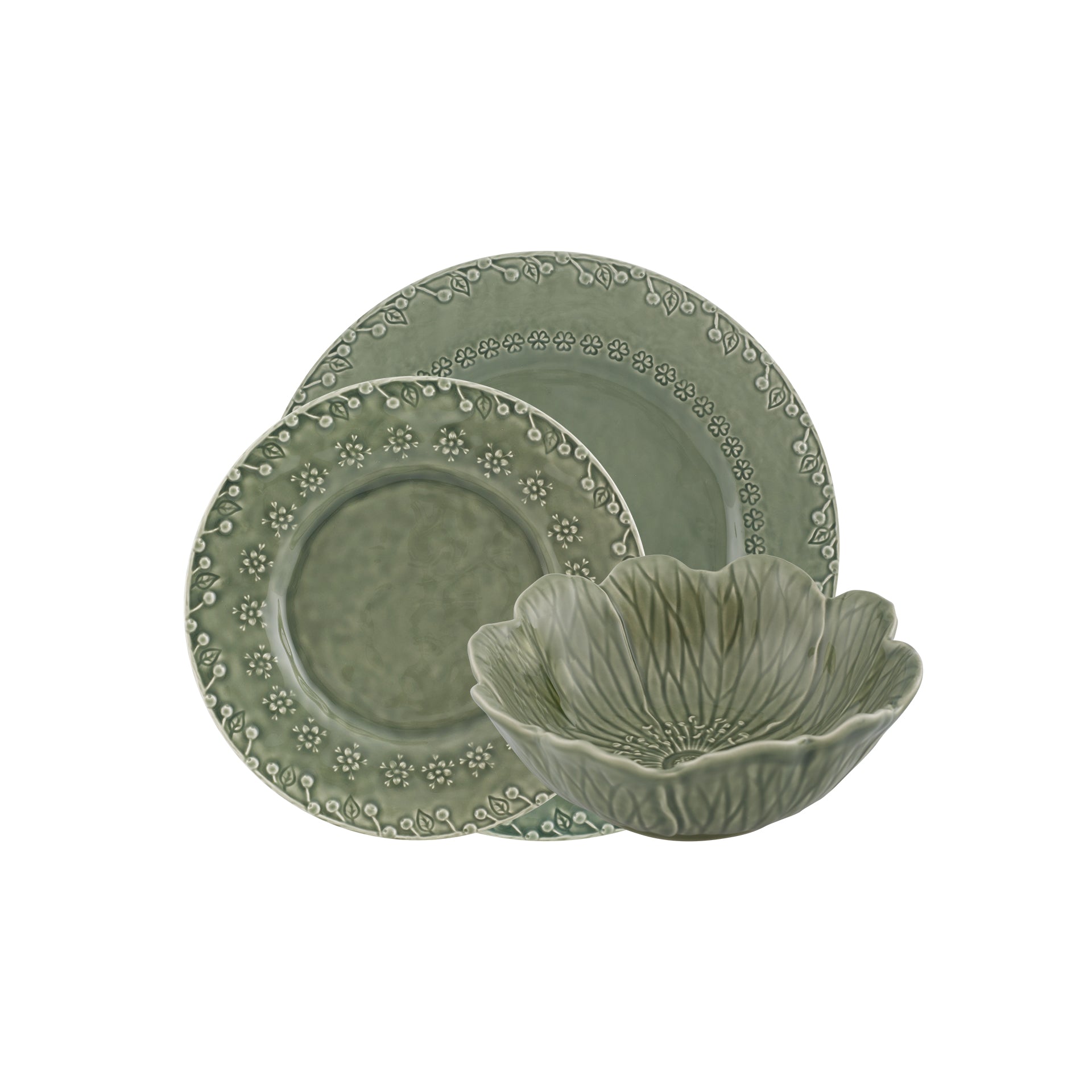 [GWP] Bordallo Pinheiro 12Pcs Dinner Set – Flora Cinza