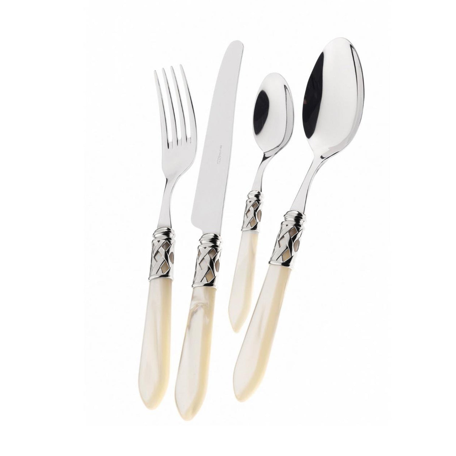 Bugatti 24Pcs Cutlery Set - 18/10 - Matte Silver Ivory Handle