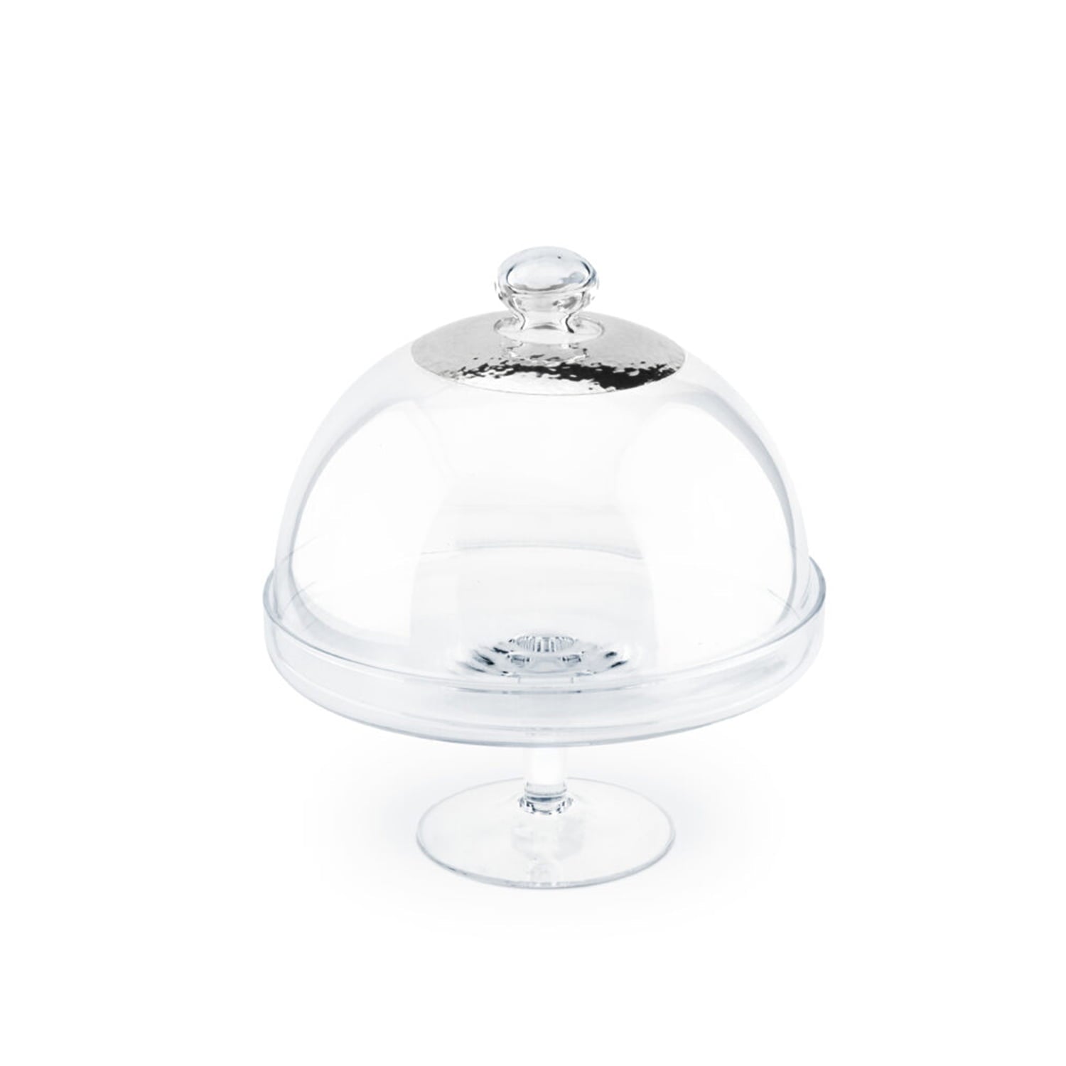 Chinelli Medium Round Cake Stand With Dome - Platinum